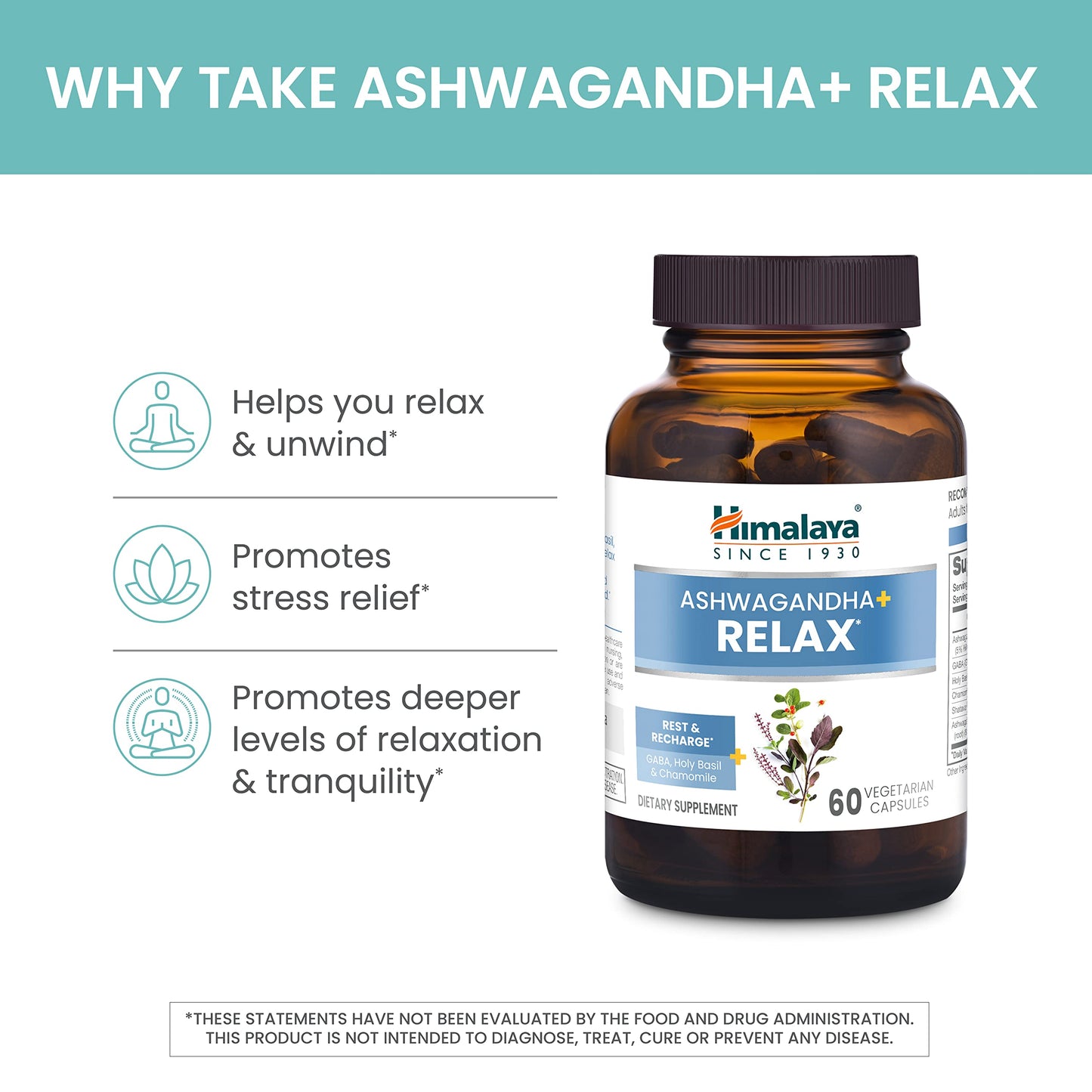 Himalaya Ashwagandha+ Relax Capsule, 60 Count