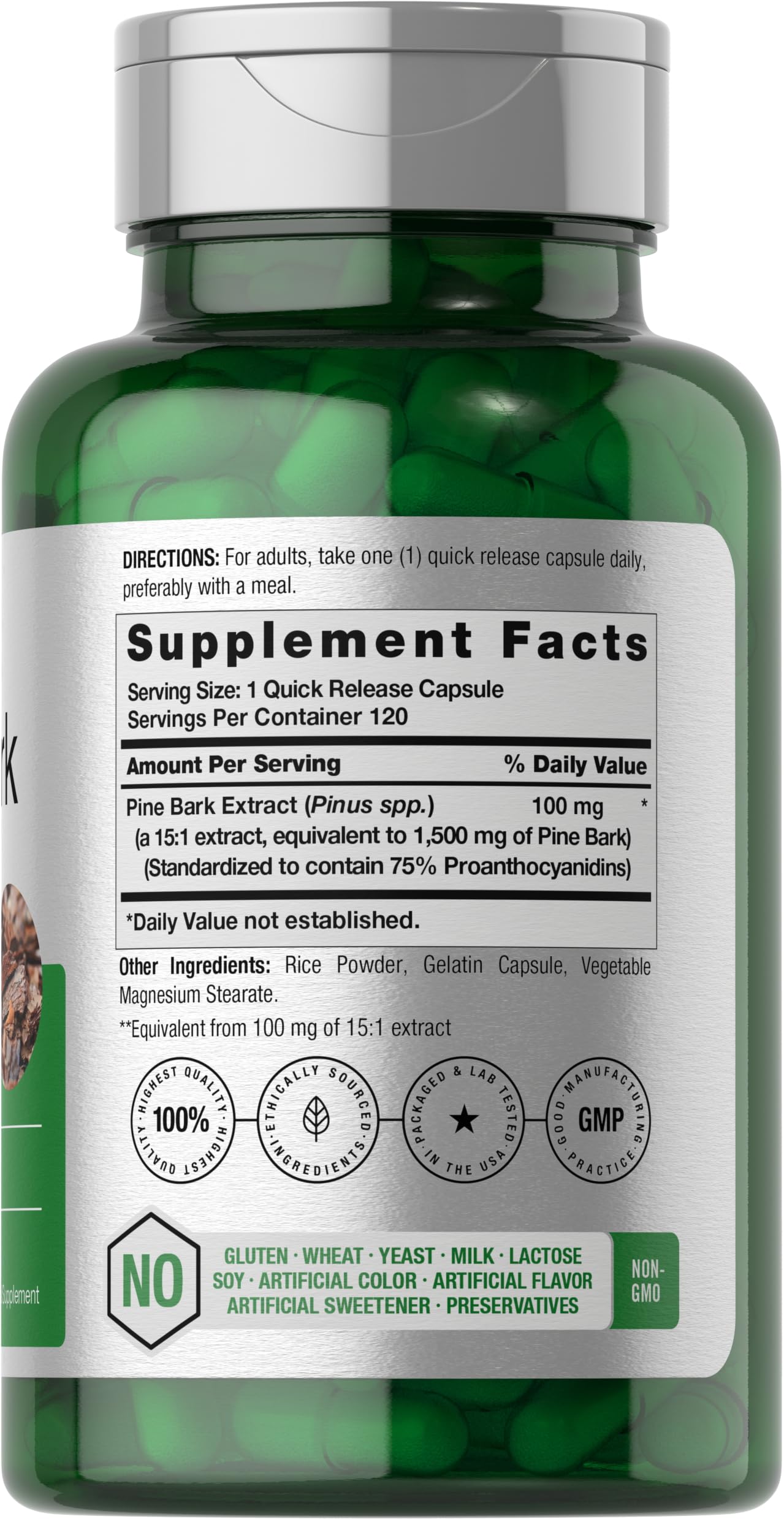 Horbäach Pine Bark Extract Capsules 120 Count