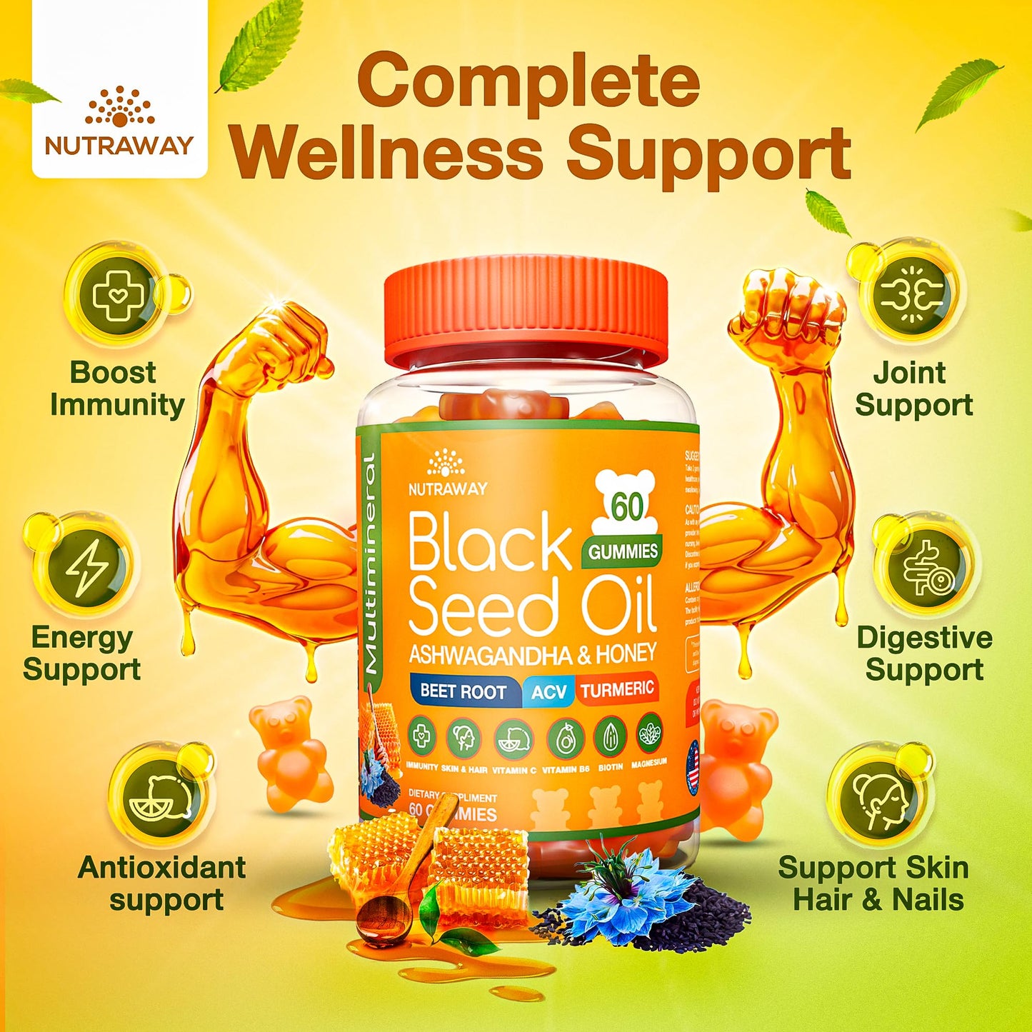 NUTRAWAY LABS Black Seed Oil Gummies, 60 Gummies