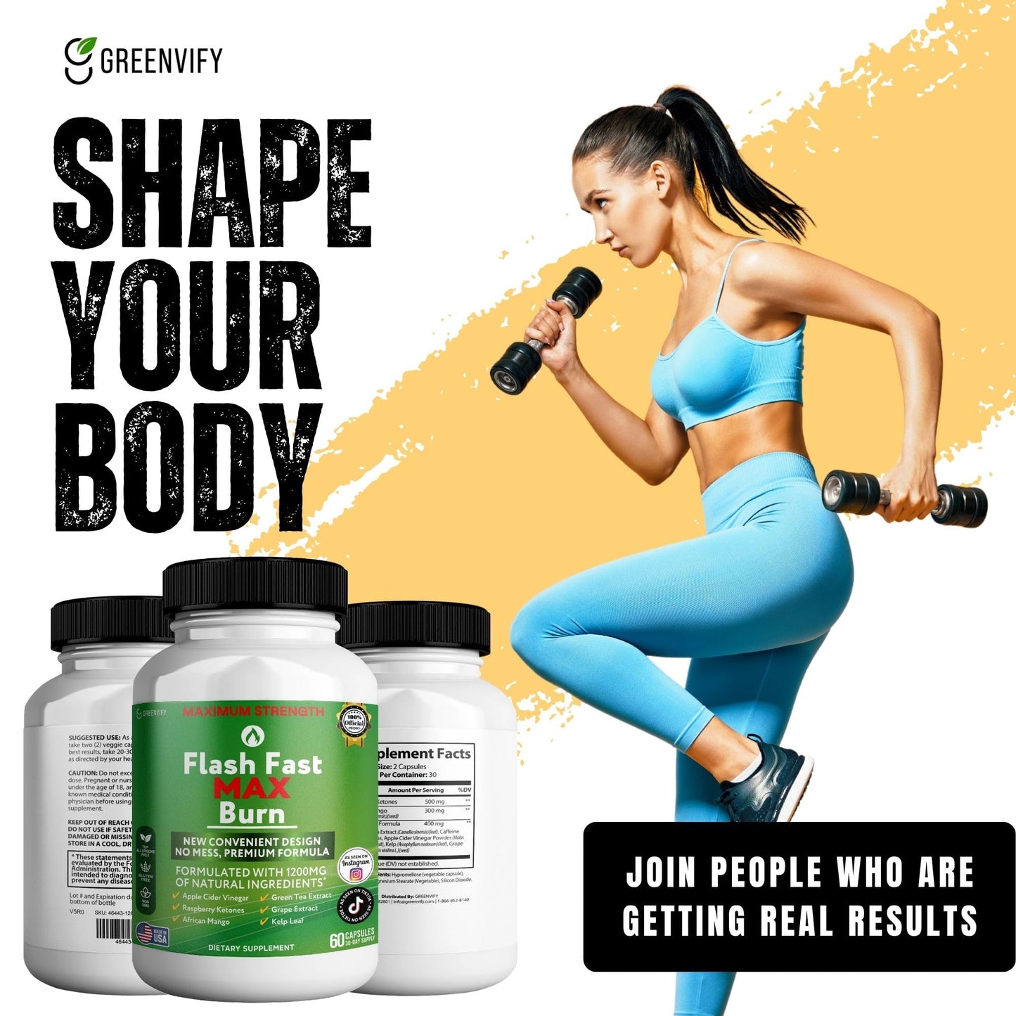 GREENVIFY Flash Fast Max Burn Dietary Supplement Capsule, 60 Capsules