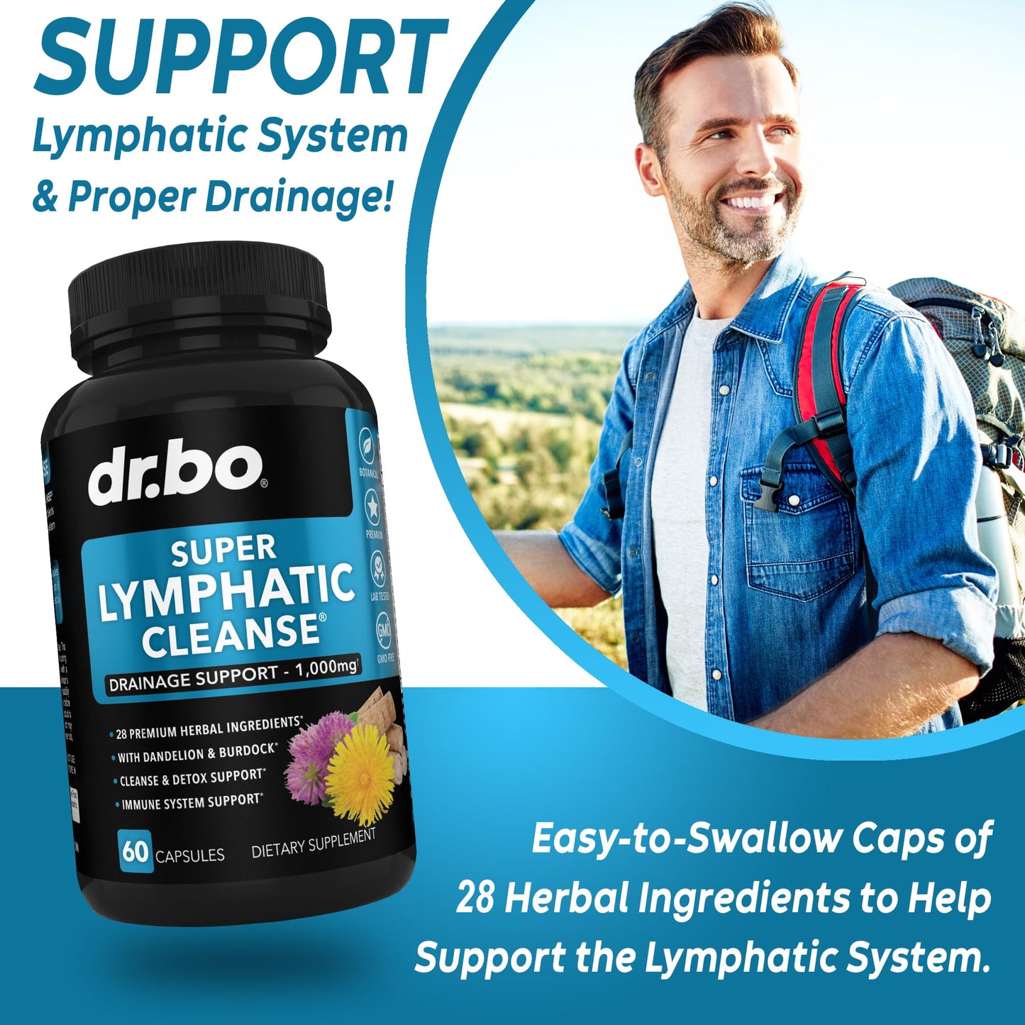 DR. BO Lymphatic Drainage Supplements Capsules, 120 Count