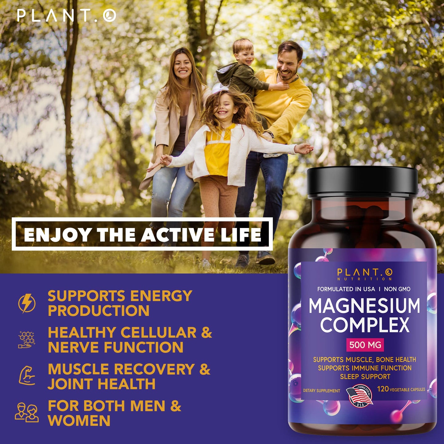 PLANT.O NUTRITION Premium Magnesium Supplement Capsule 120
