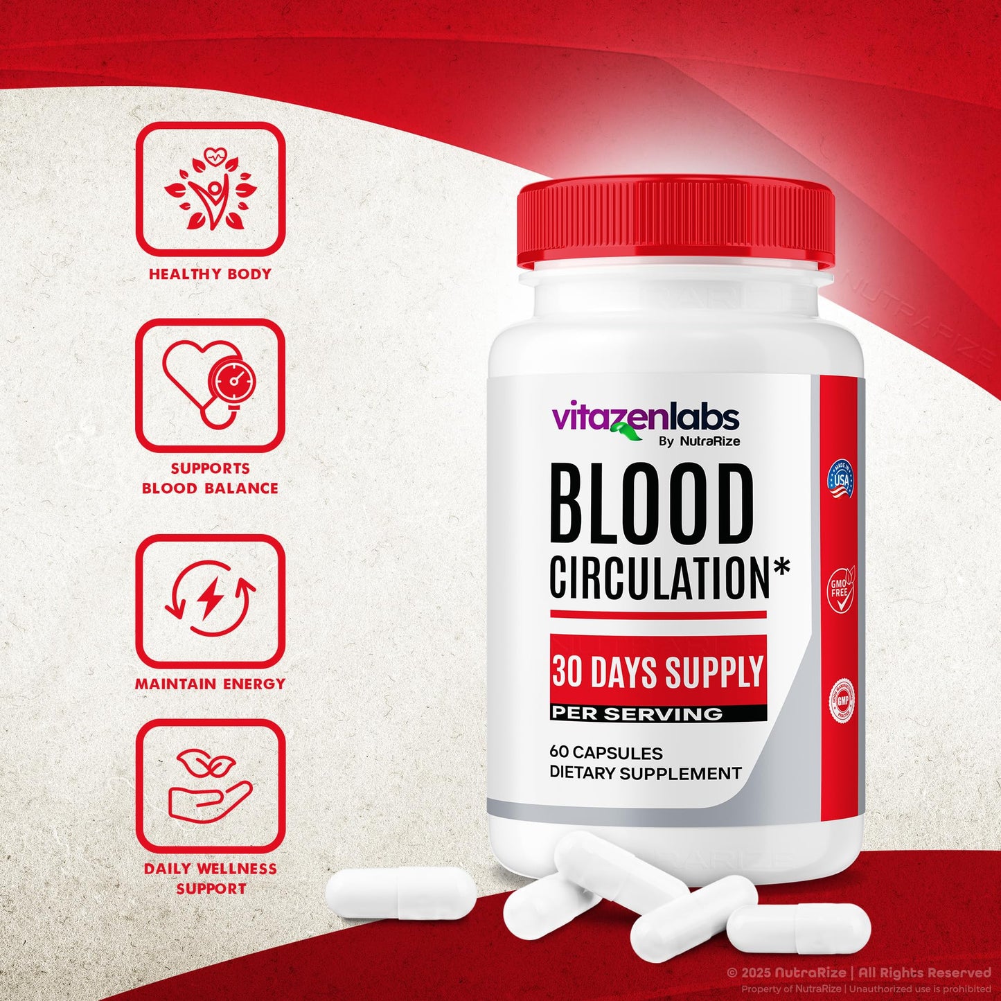 NutraRize Vitazenlabs Blood Support Plus Capsules 120 Count