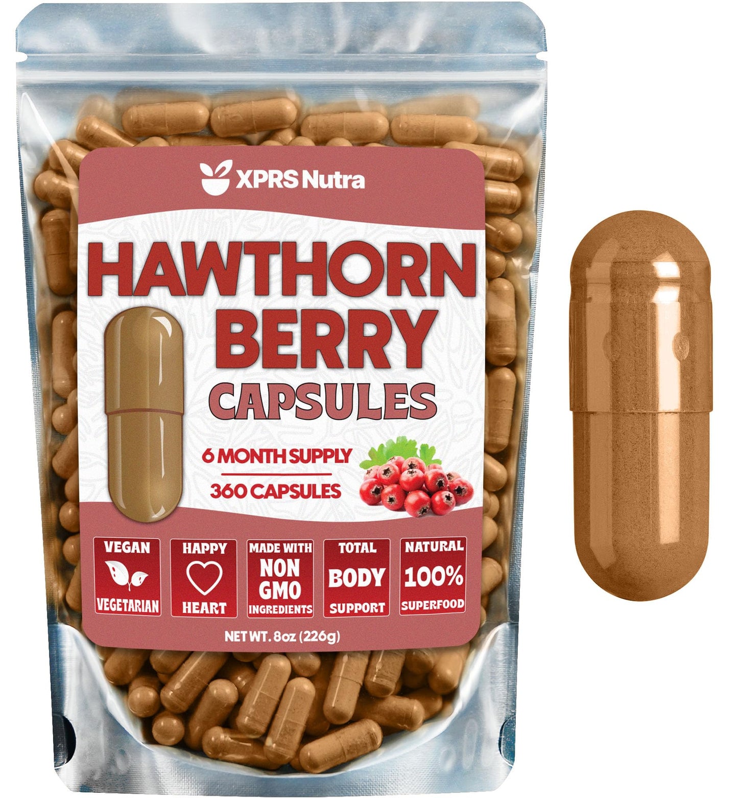 XPRS Nutra Hawthorn Berry Capsules, 360 Capsules