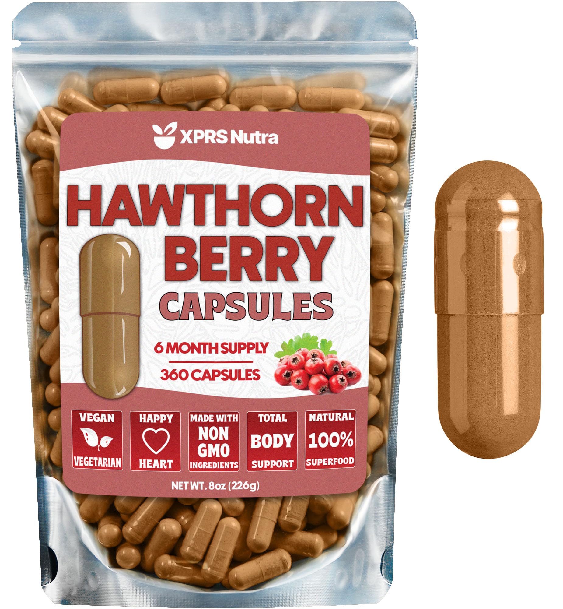 XPRS Nutra Hawthorn Berry Capsules, 360 Capsules