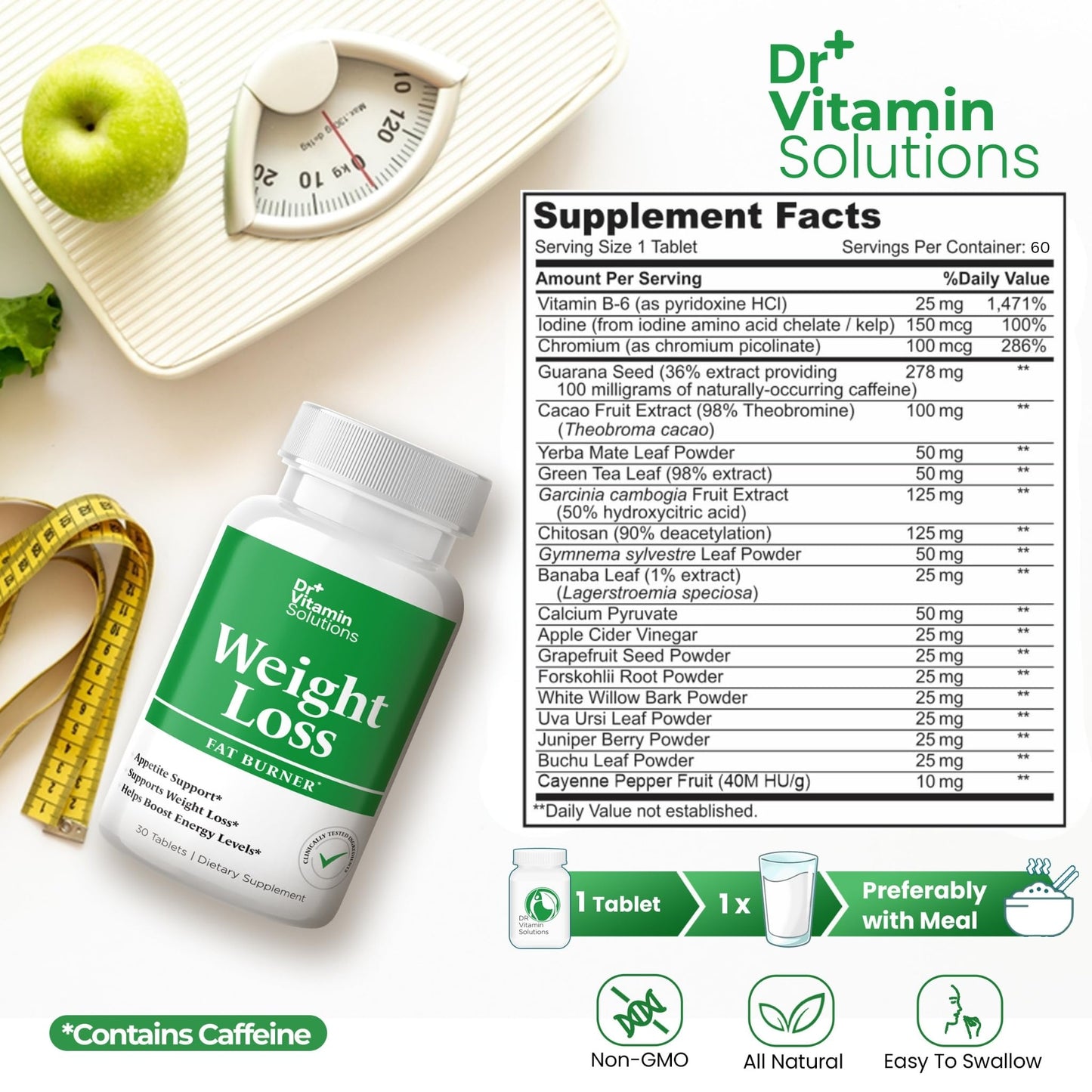 DR VITAMIN SOLUTIONS Fat Burner for Women and Men - Thermogenic Weight Loss Diet Aid, 60 Tablets
