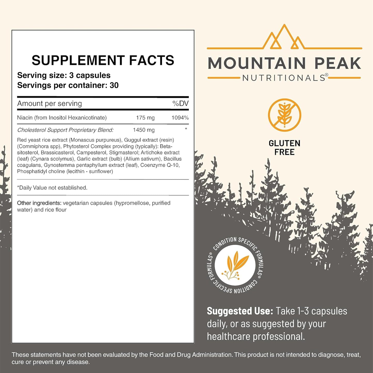Mountain Peak Nutritionals Cholesterol Support Supplement Capsules 90 Count