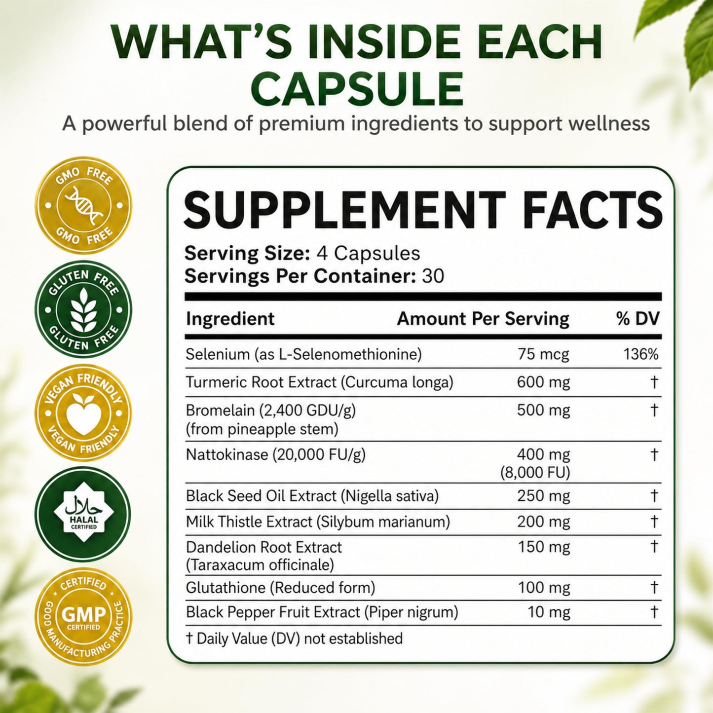 Naturaceutica's Premium Spike Protein Detox Wellness Formula – 8X Potency Nattokinase, Bromelain, Curcumin, Milk Thistle for Spike Support, Antioxidant & Immune Support, Liver & Heart Health Capsules 120