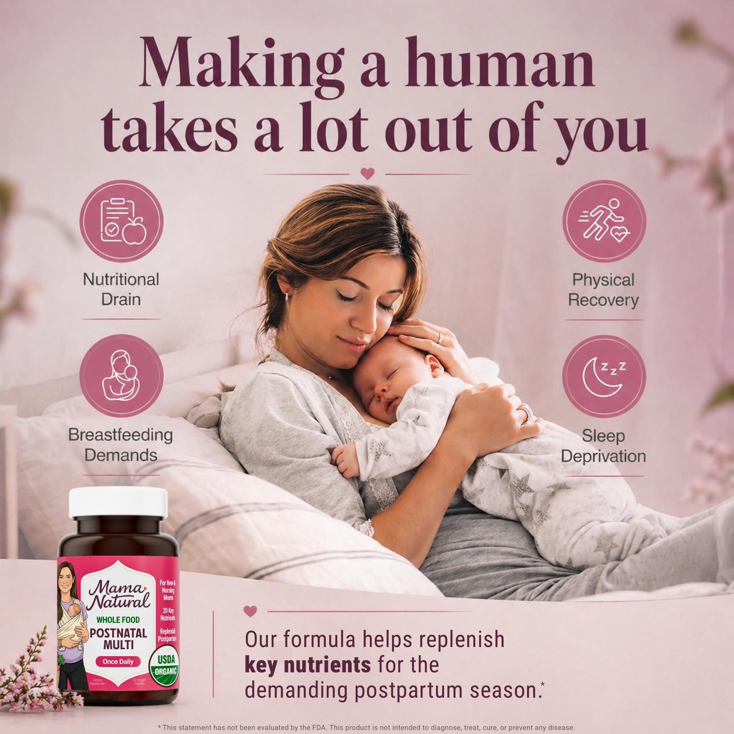 Mama Natural Organic Postnatal Vitamins for Women Capsule 1 Count
