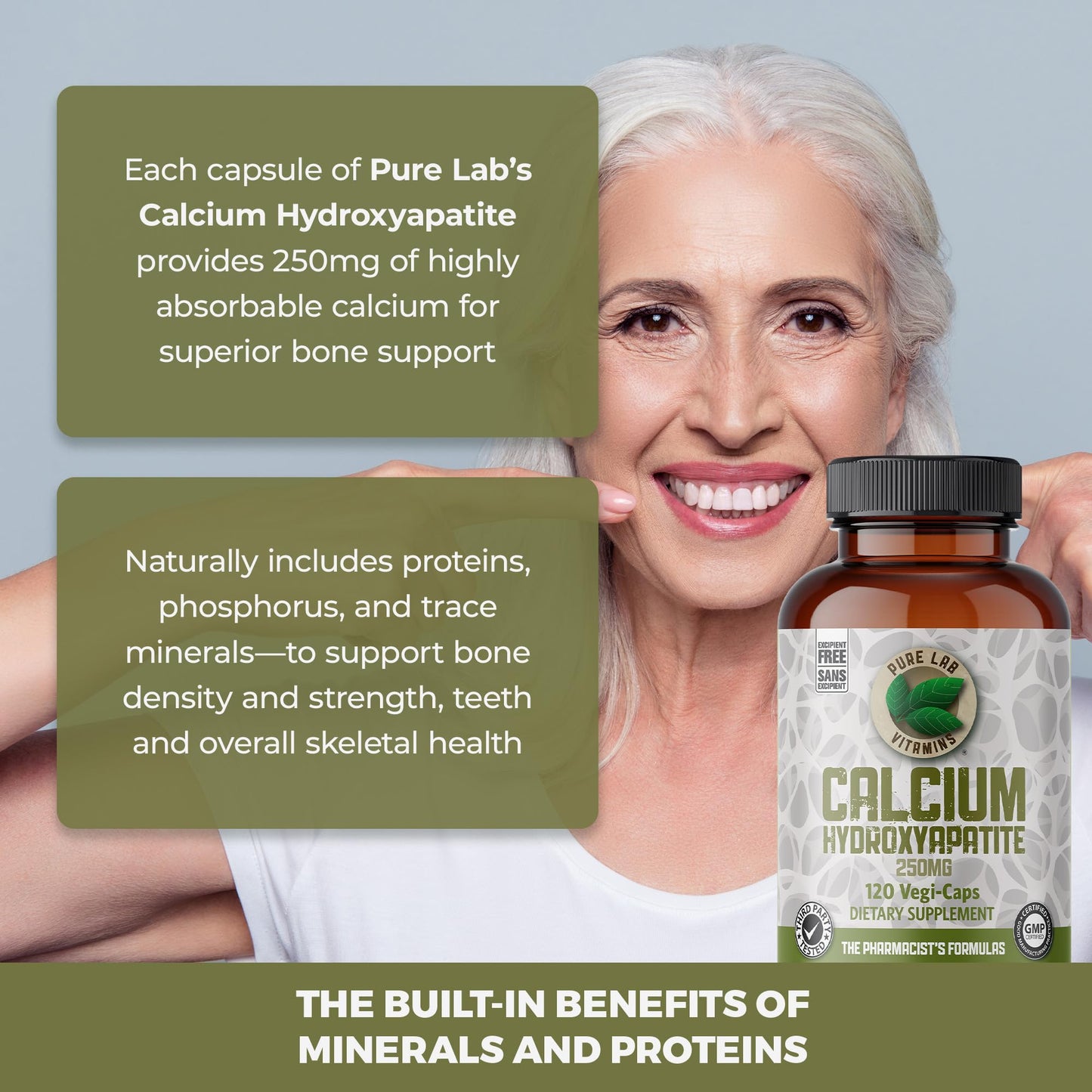 Pure Lab Vitamins Calcium Hydroxyapatite Capsule 120 Count