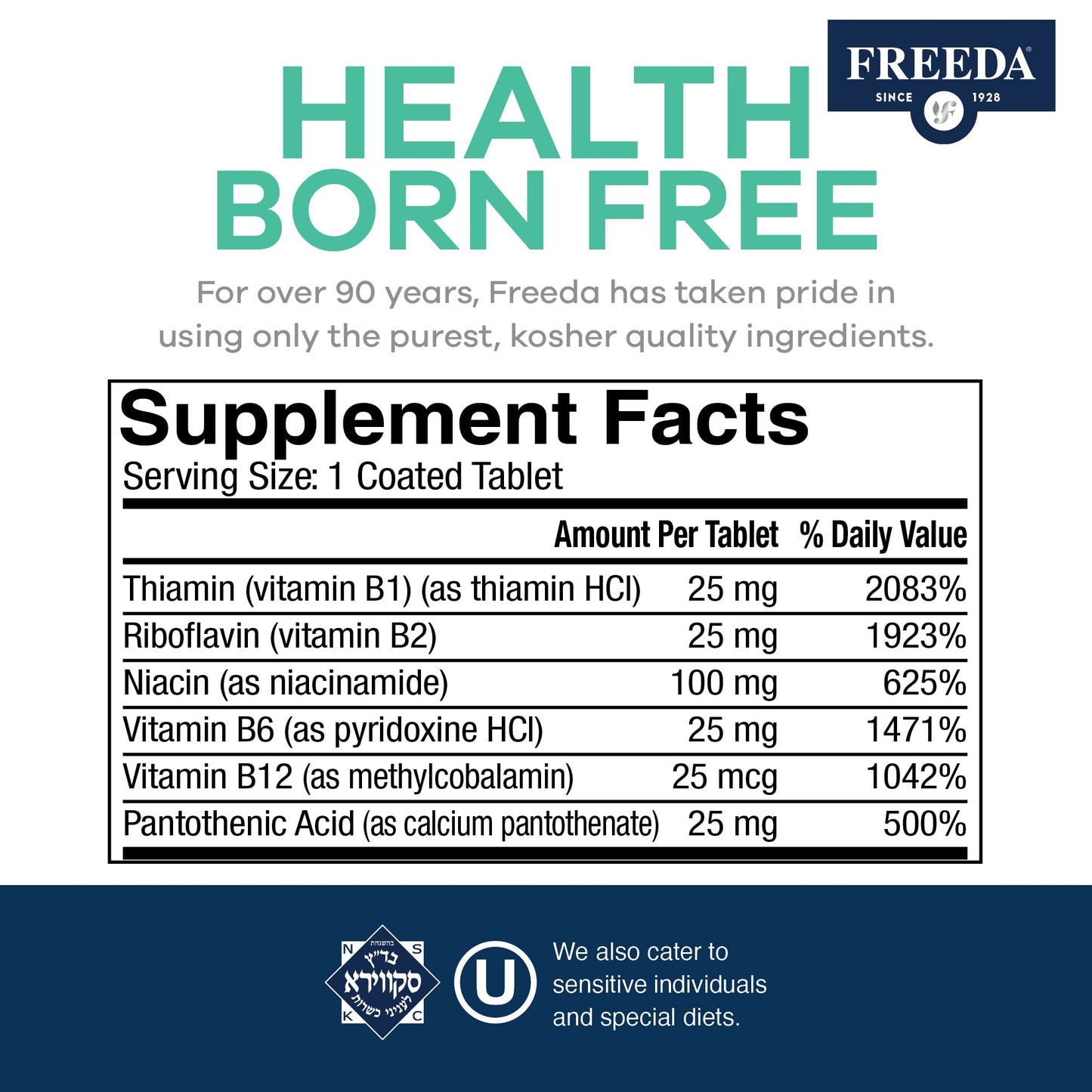 FREEDA Vitamin B Complex Tablet 100 Count