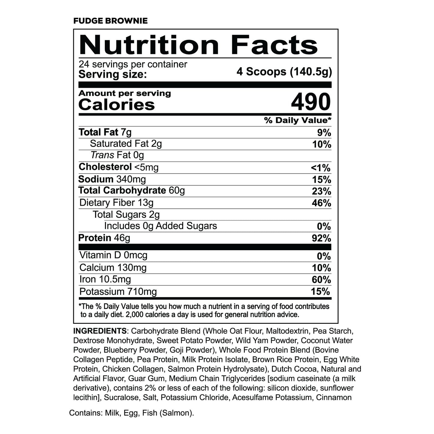 REDCON1 MRE Whole Food Protein Powder, Fudge Brownie, 30 Servings