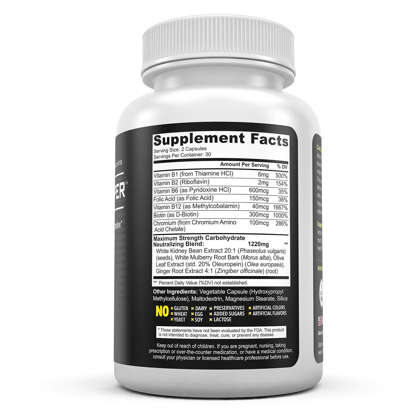 Carb Stopper Extreme Maximum Strength, Natural Carbohydrate and Starch Neutralizer | Keto Diet Cheat Supplement to Intercept Carbs with White Kidney Bean Extract 60 Capsules