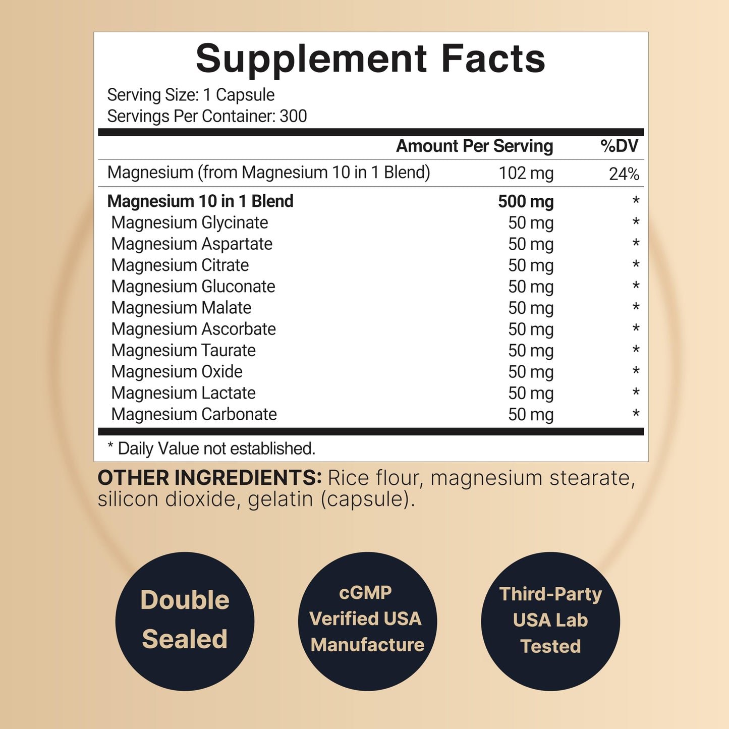 NatureBell Magnesium Complex 500mg Capsule, 300 Count
