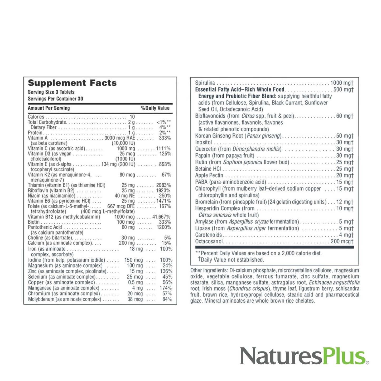 NaturesPlus Source of Life Tablets 180 Tablets