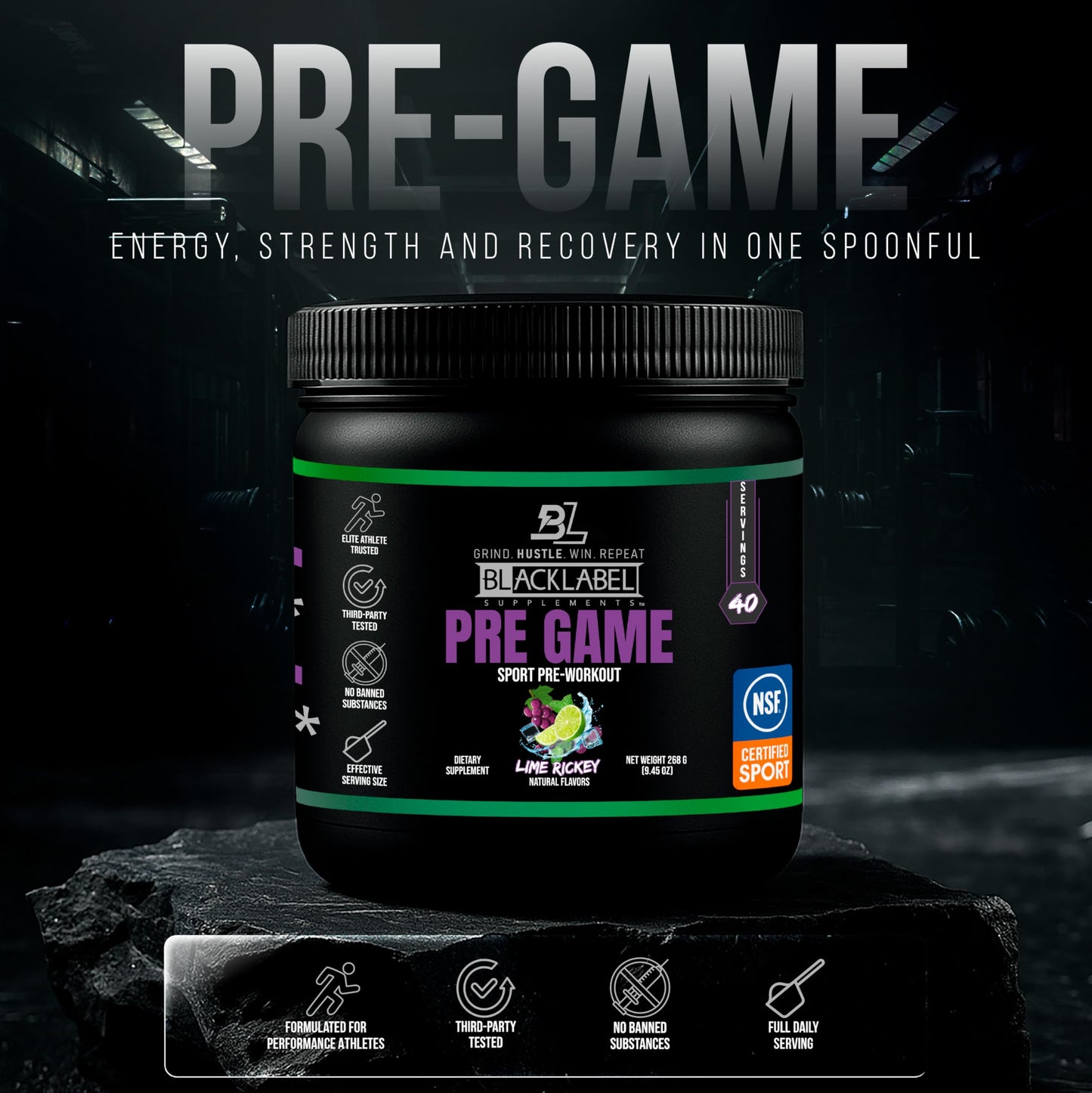 BLACKLABEL Supplements PRE-Game Pre-Workout Powder 9.45