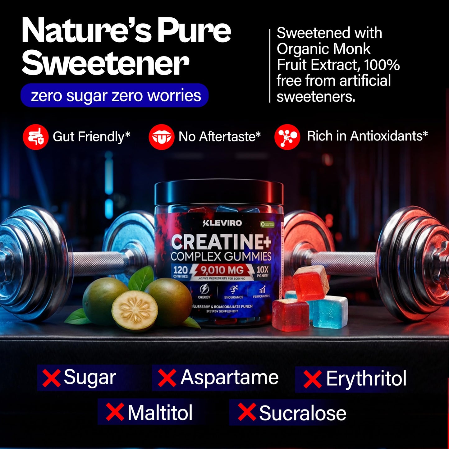 KLEVIRO Creatine Monohydrate Gummies, 120 Count