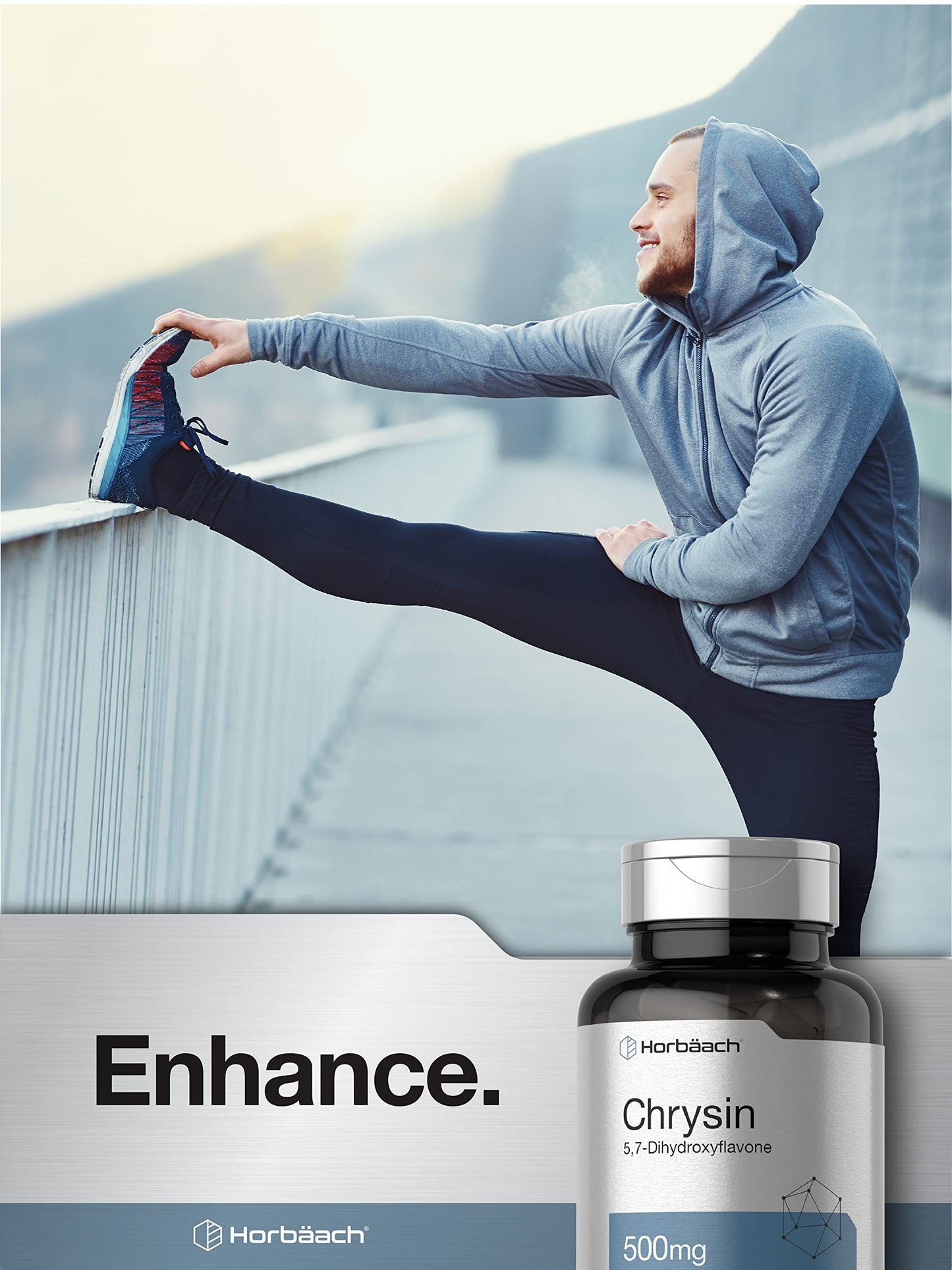 Horbäach Chrysin Supplement 500mg Capsules, 60 Count
