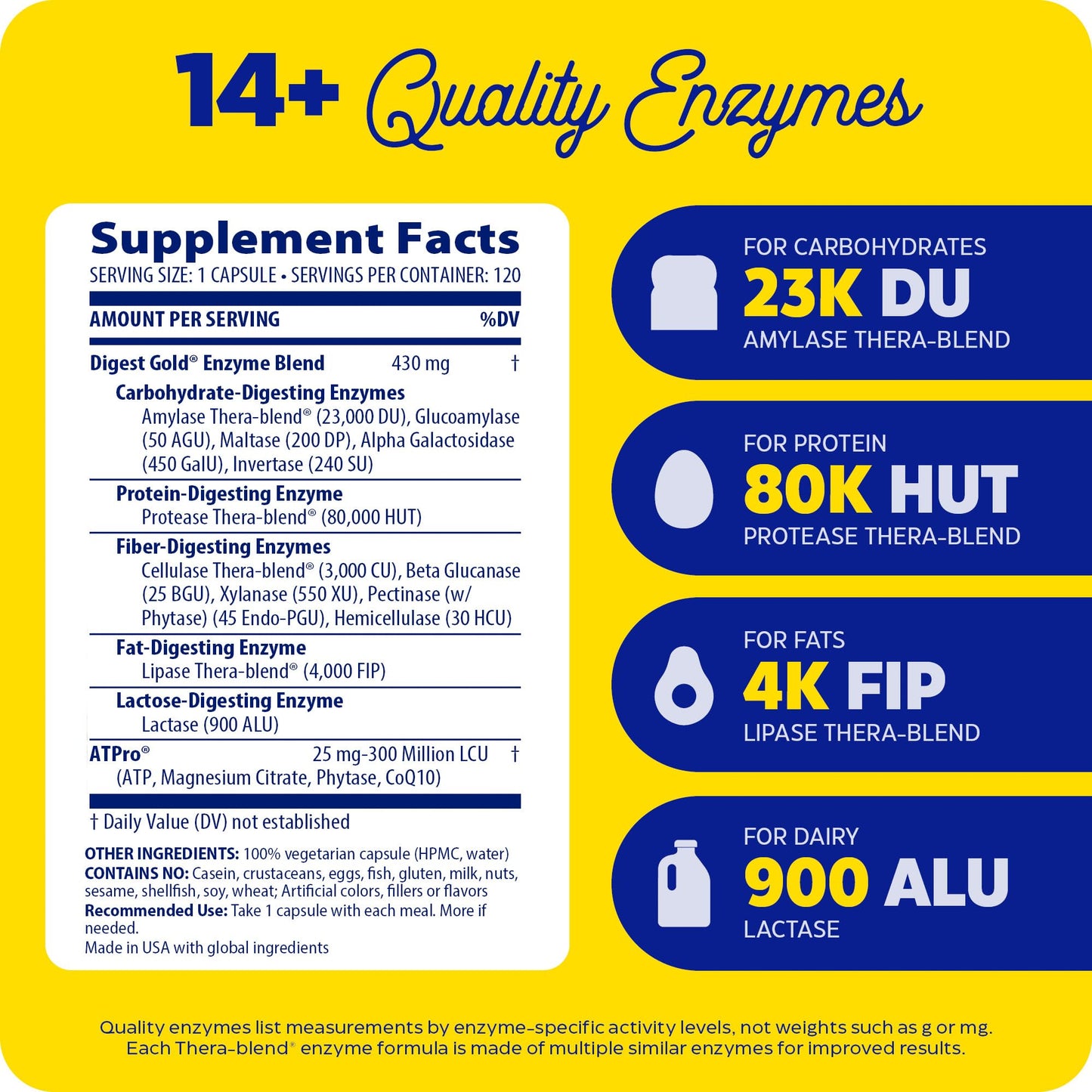 Enzymedica Digest Gold with ATPro High Potency Enzymes for Optimal Digestive Support, 120 Capsules