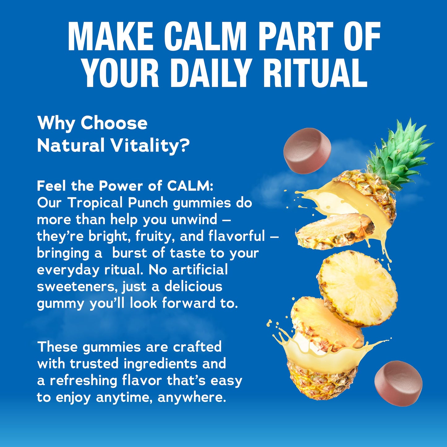 Natural Vitality Calm Ashwagandha Gummies Tropical Punch Flavor 60 Count