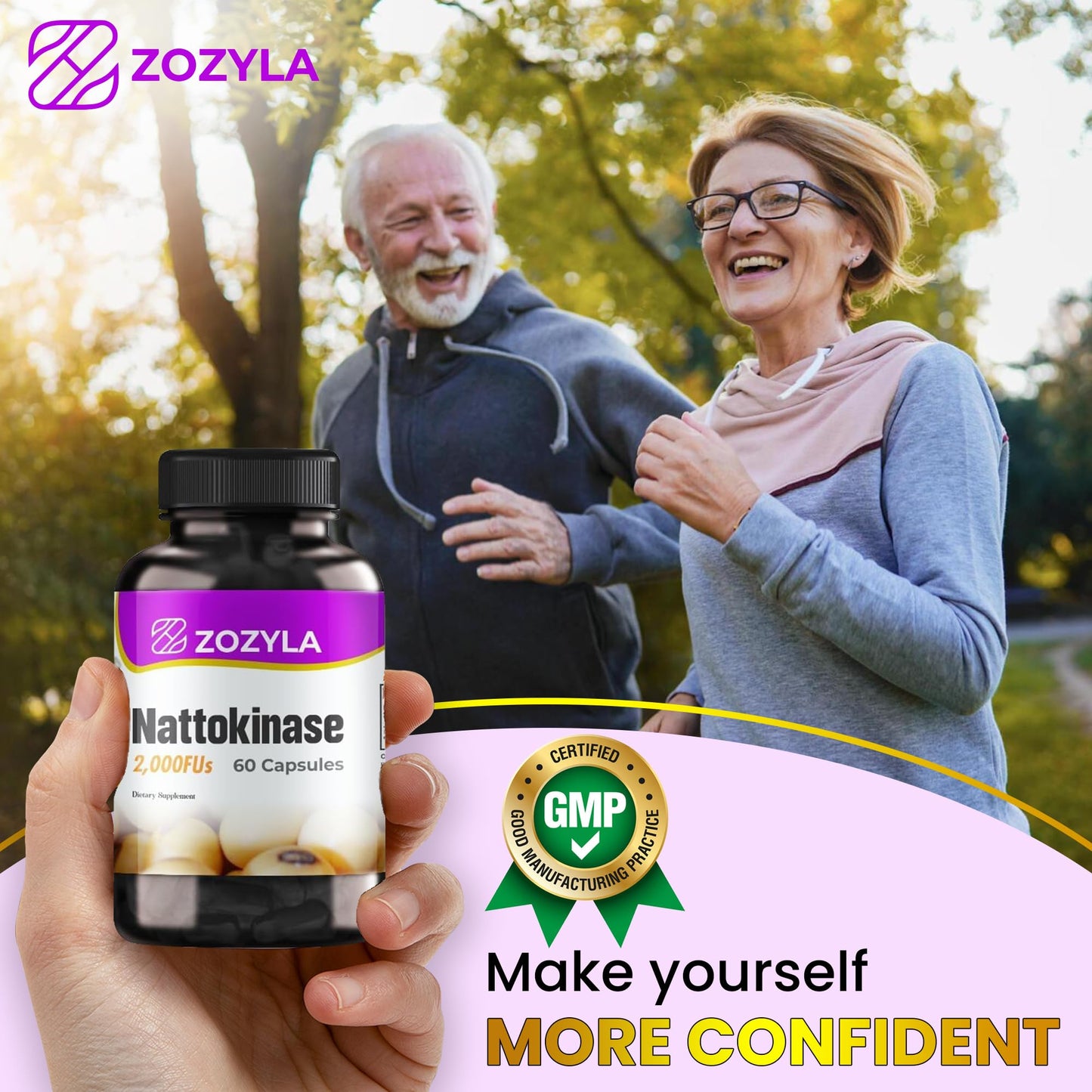 ZOZYLA Nattokinase Supplement 2,000 FU, 60 Capsules