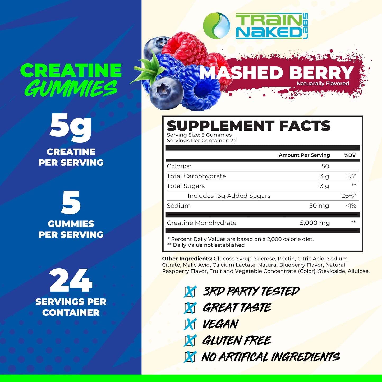 Train Naked Labs Creatine Gummies 120 Count