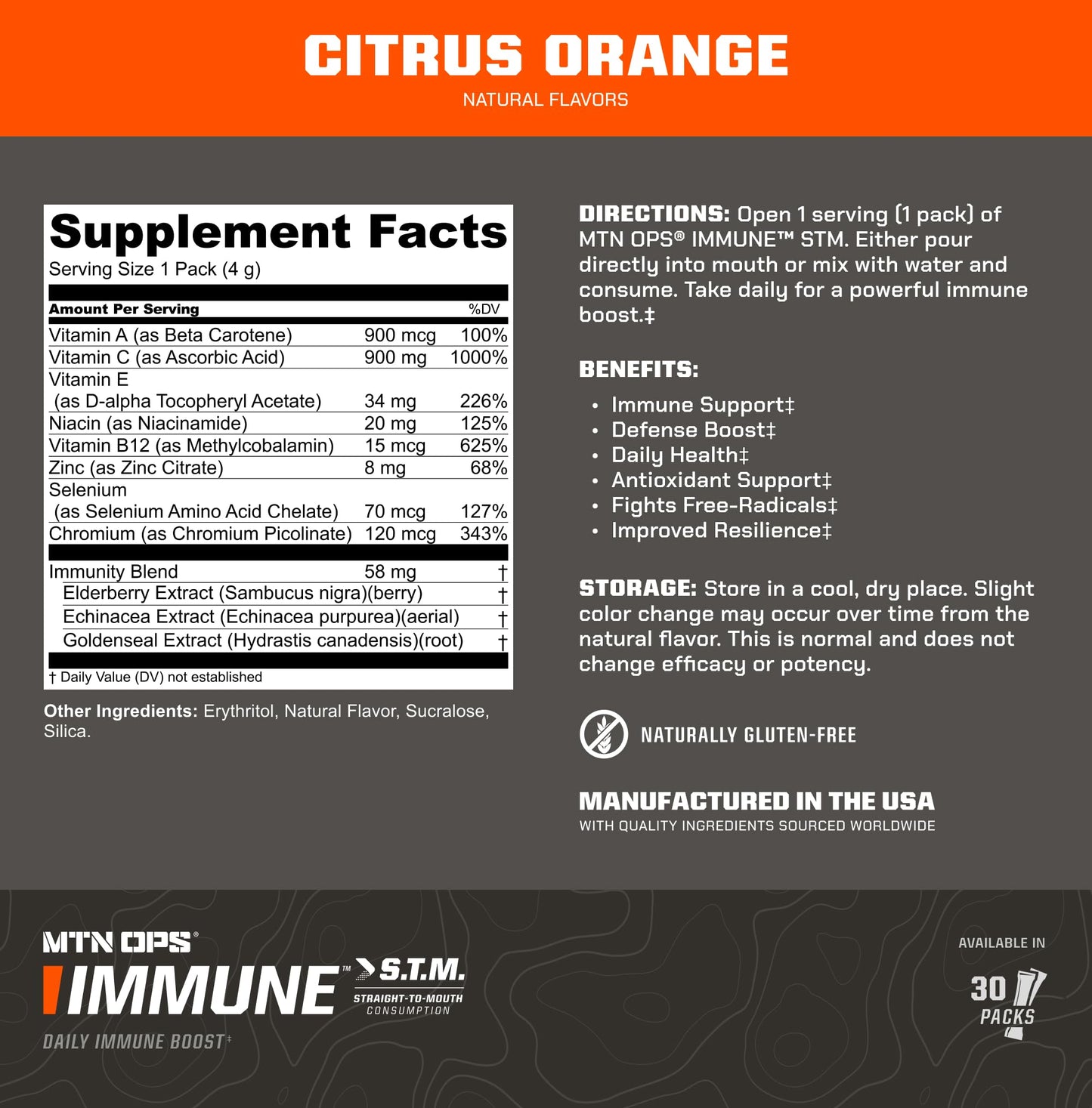 MTN OPS Immune STM On-the-Go Immune Support Powder, 4 Ounce