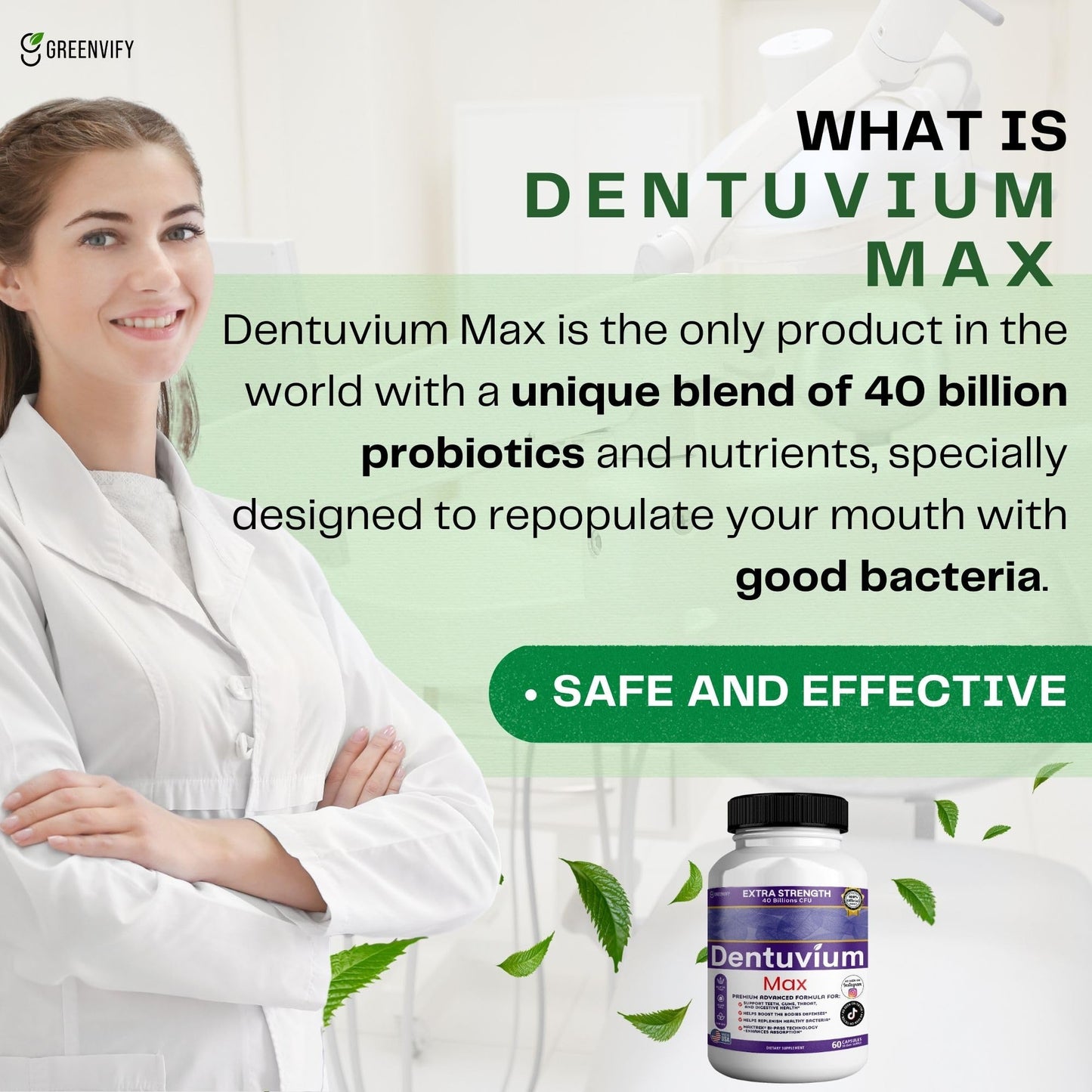 GREENVIFY Dentipure Max Probiotic Supplement, 300 Capsules