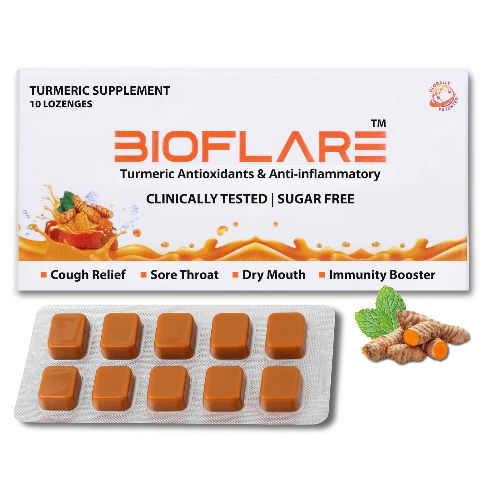 BIOFLARE Turmeric Lozenges Self-Dissolving 10 Count
