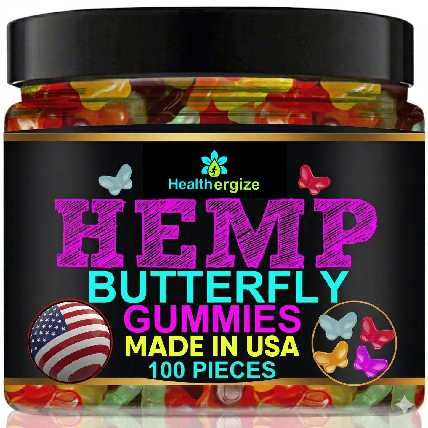 Healthergize Hemp Gummies for Sleep Natural Hempseed Oil Gummy, 100 Count