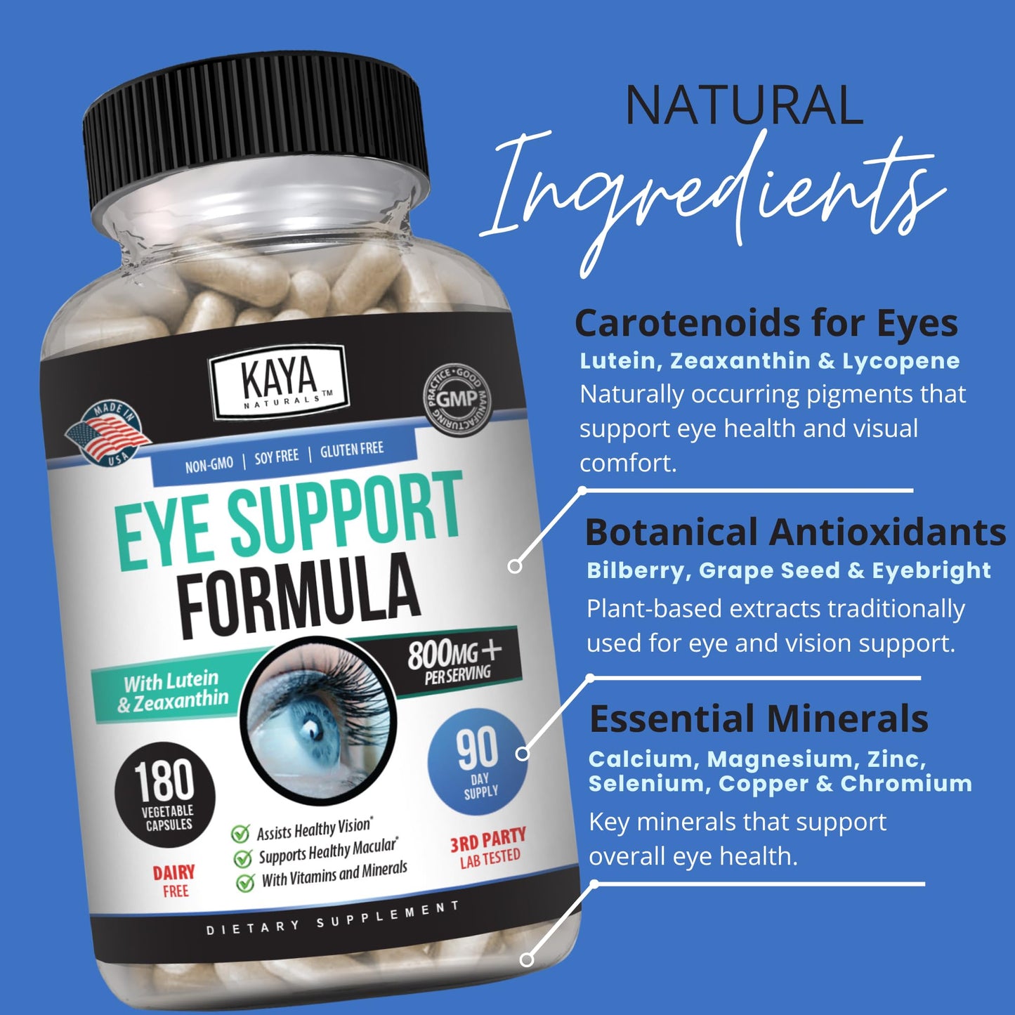Kaya Naturals Eye Health Supplement Capsule 180 Count