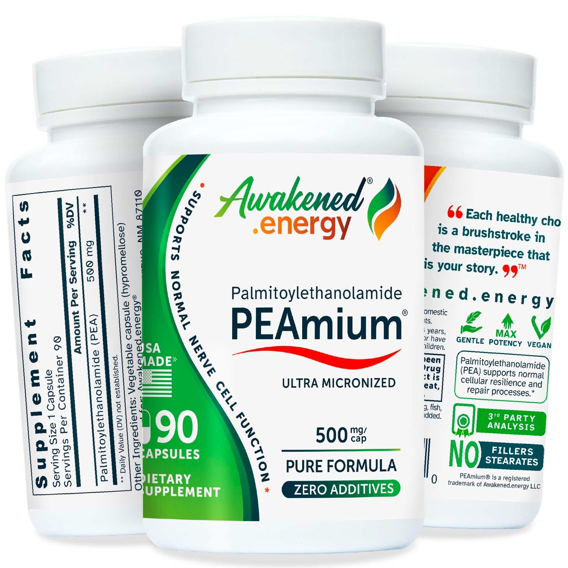 Awakened.energy Palmitoylethanolamide 500mg Capsule 90 Count