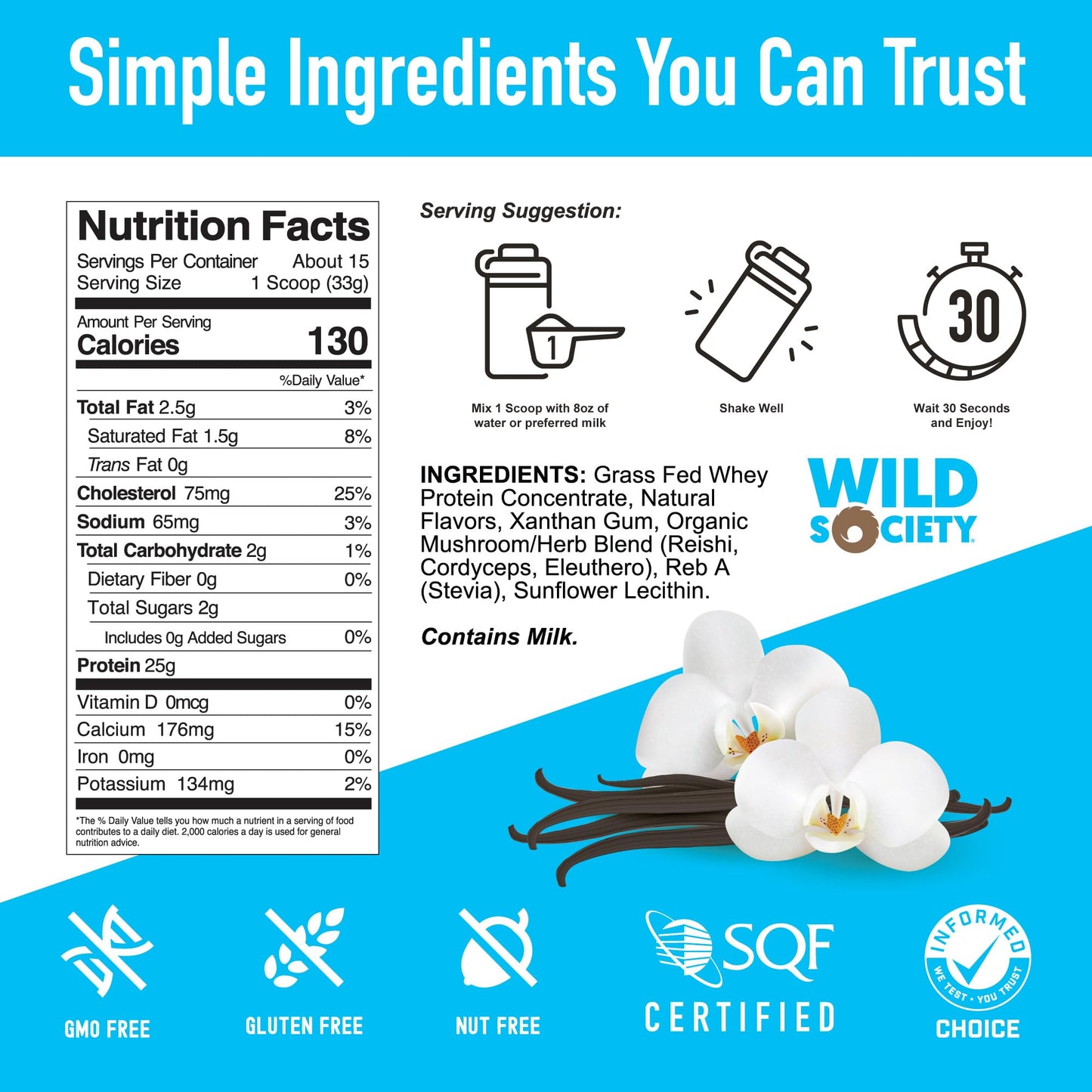 WILD SOCIETY Whey Protein Powder 17.5 oz