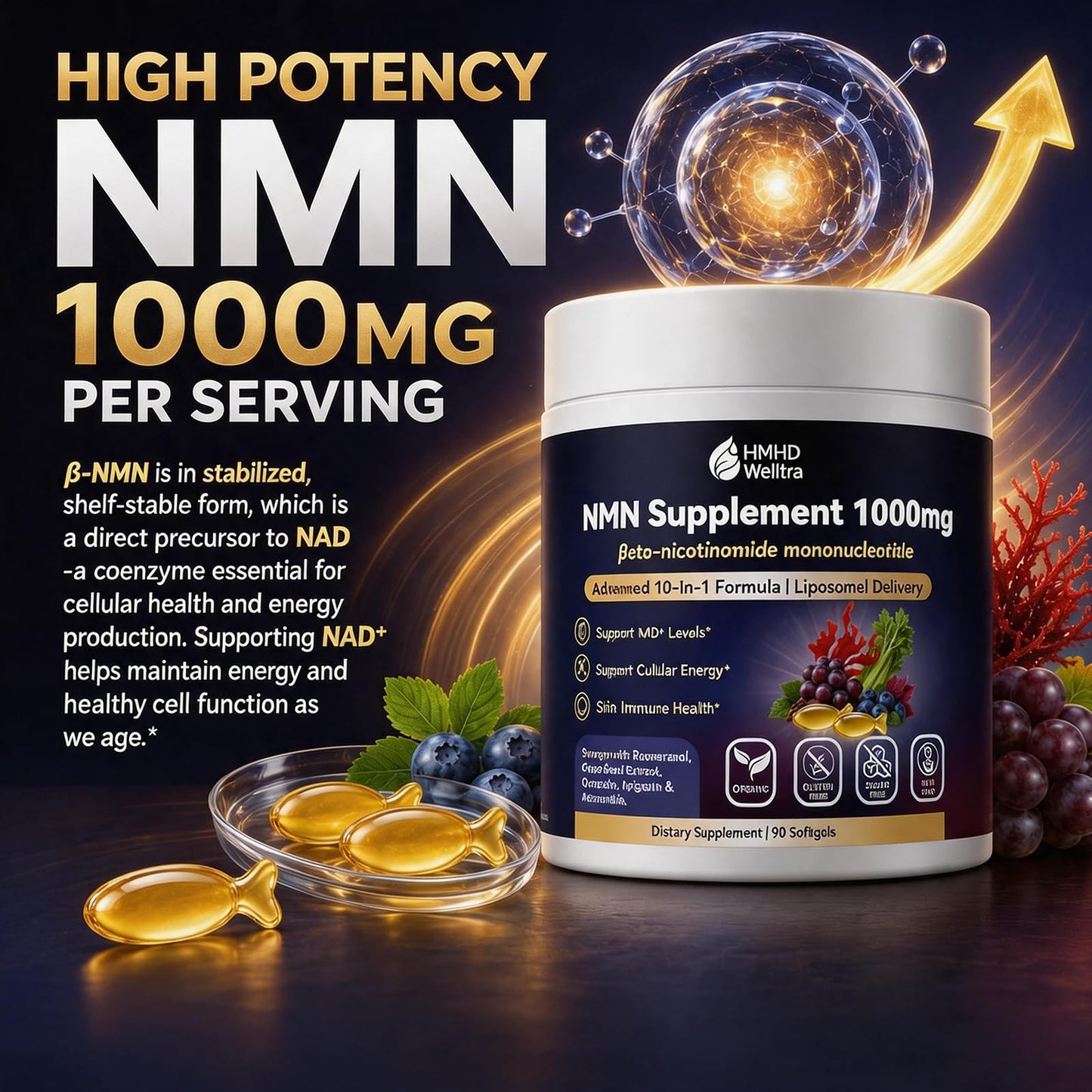 HMHDWelltra NMN Supplement Softgels 90 Count