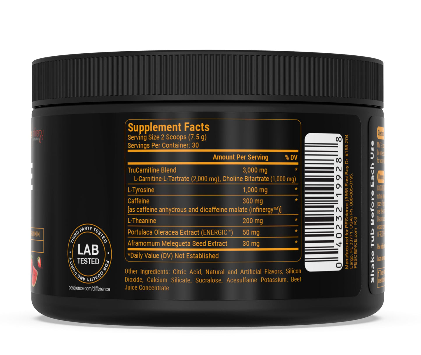 PEScience Alphamine Thermogenic Pre-Workout Energy Powder with L-Carnitine, Melon Berry Twist, 60 Scoops