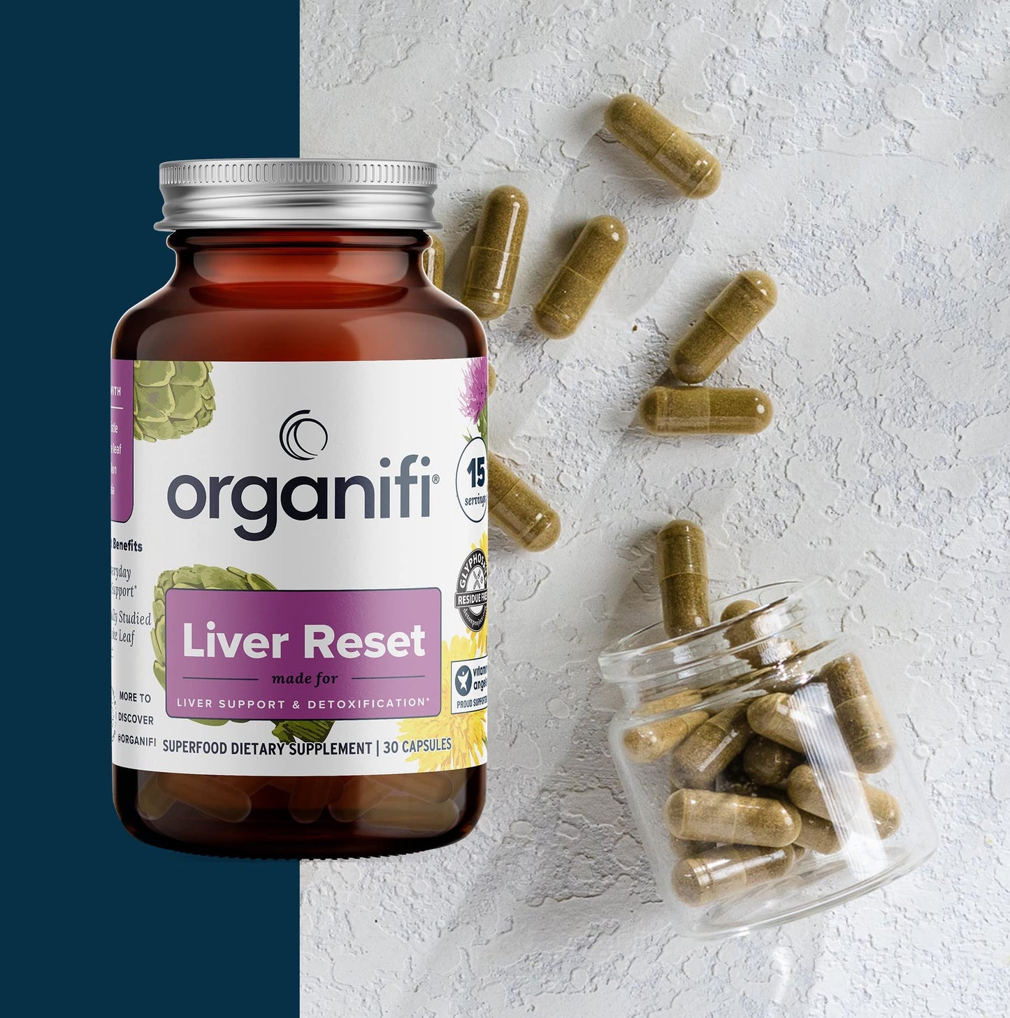 Organifi Liver Reset - Liver Detox - Digestive and Immune Support - Promotes Cellular Energy Production, 30 Capsules