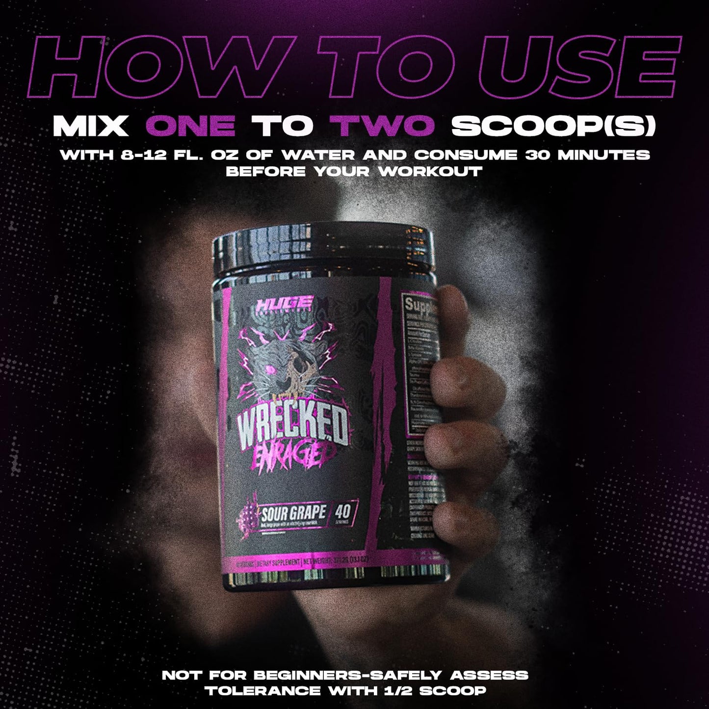 Huge Supplements Wrecked Enraged High Stim Pre Workout Powder 12 oz