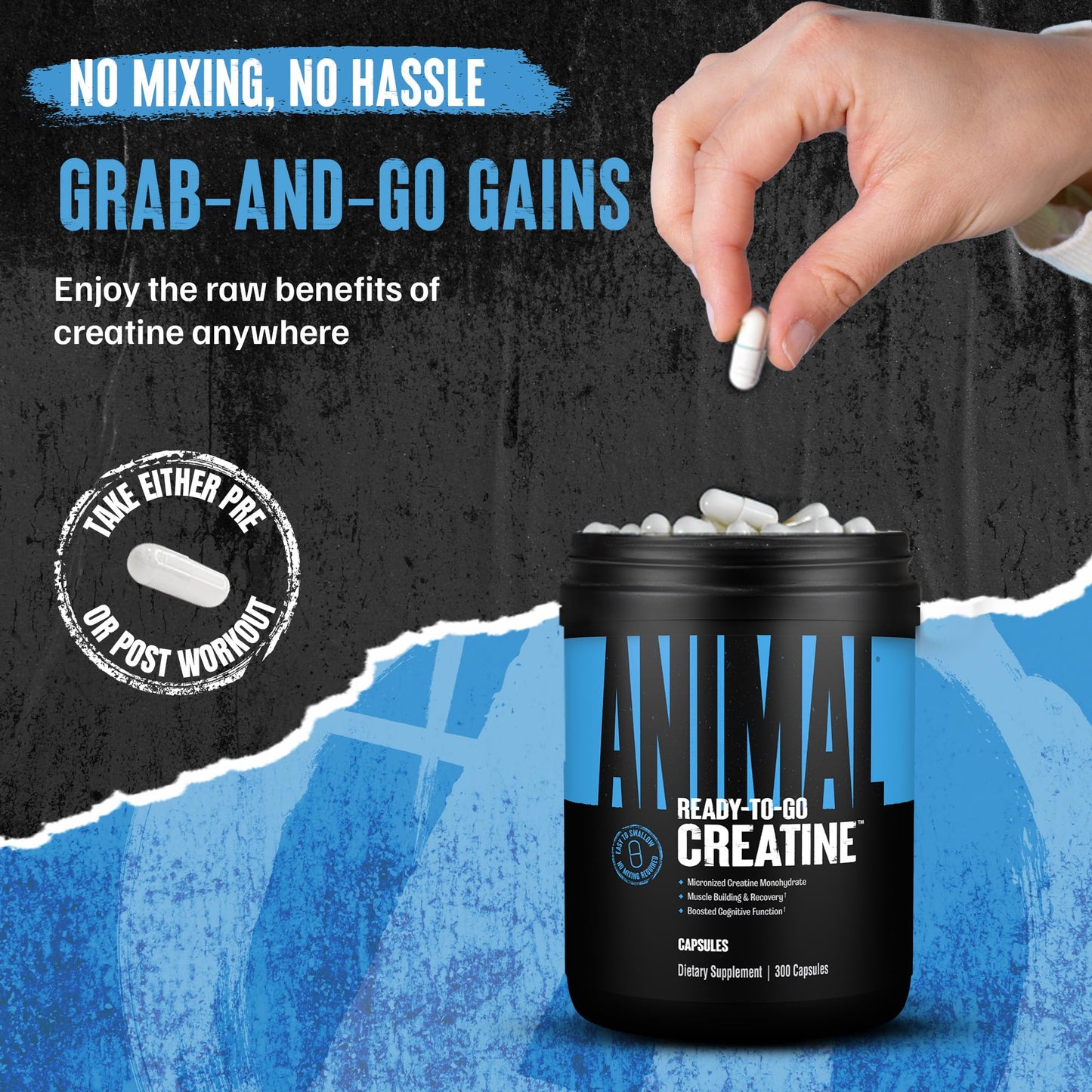 Animal Micronized Creatine Monohydrate Capsules, 300 Count
