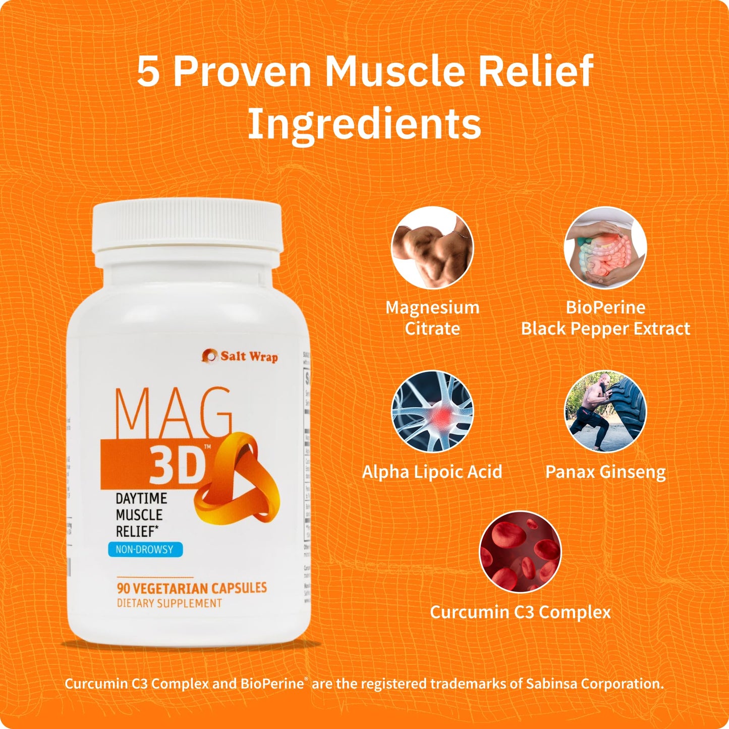 SaltWrap Mag 3D Daytime Non-Drowsy Leg Cramp & Muscle Relief Capsule 90
