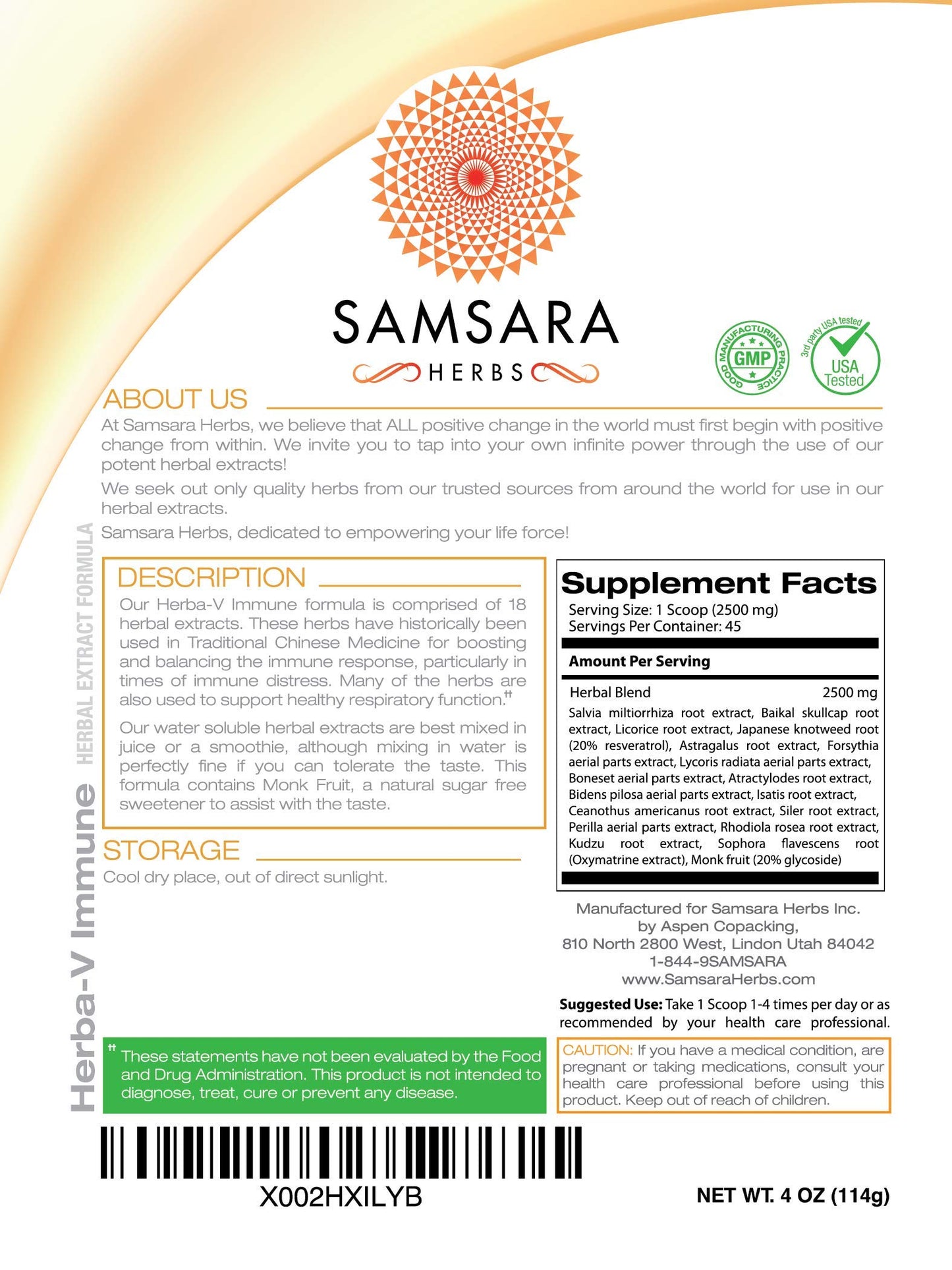 Samsara Herbs Herba-V Immune Powder 4.02 Ounces