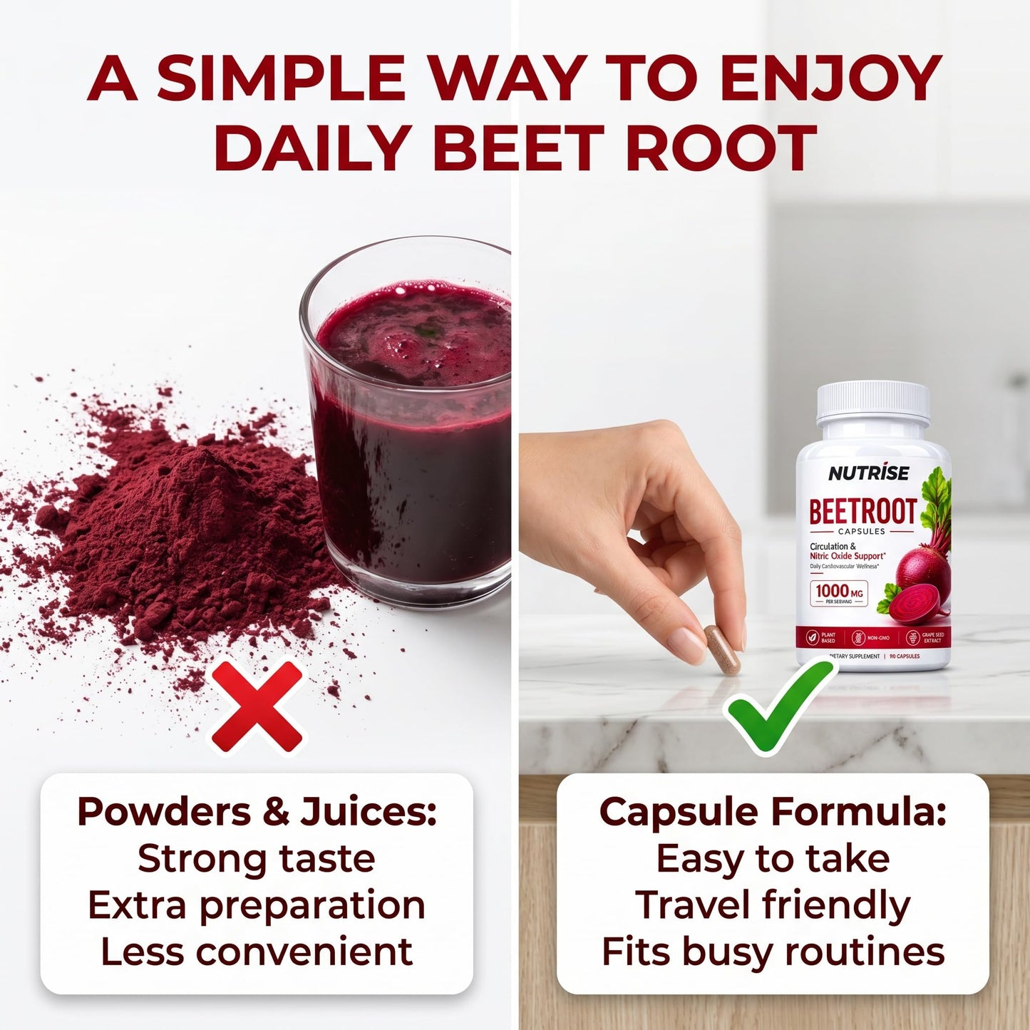 ONAISE Beetroot Capsules with Grape Seed Extract, 90 Count