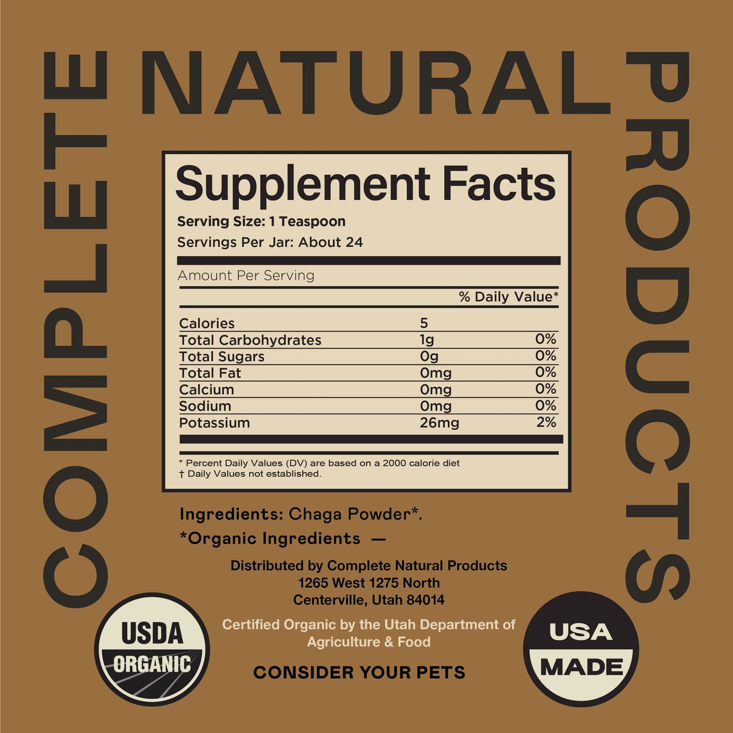 Complete Natural Products Organic Chaga Mushroom Powder for Pets Powder 1