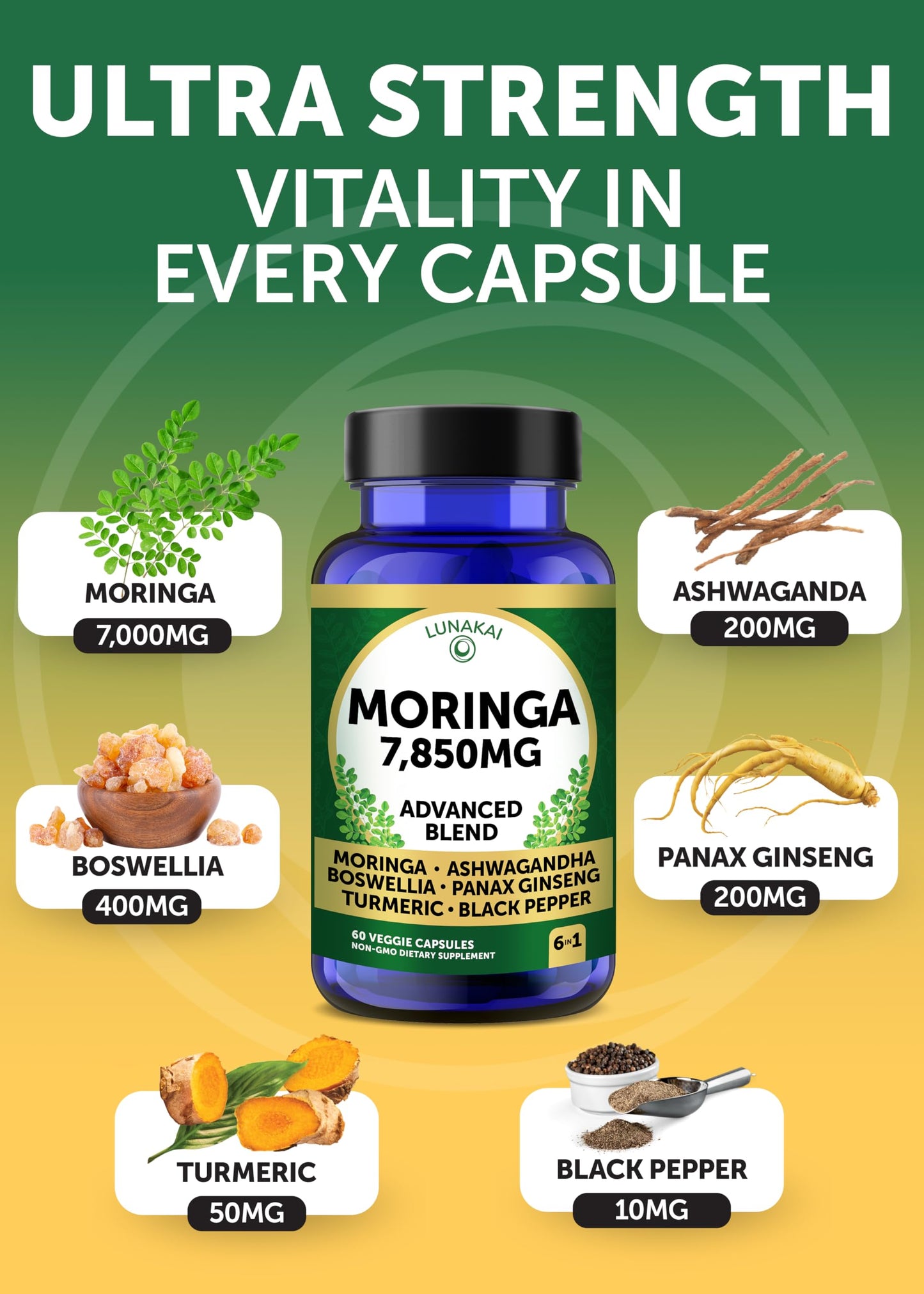 Lunakai Moringa & Shilajit Capsules 120 Capsules