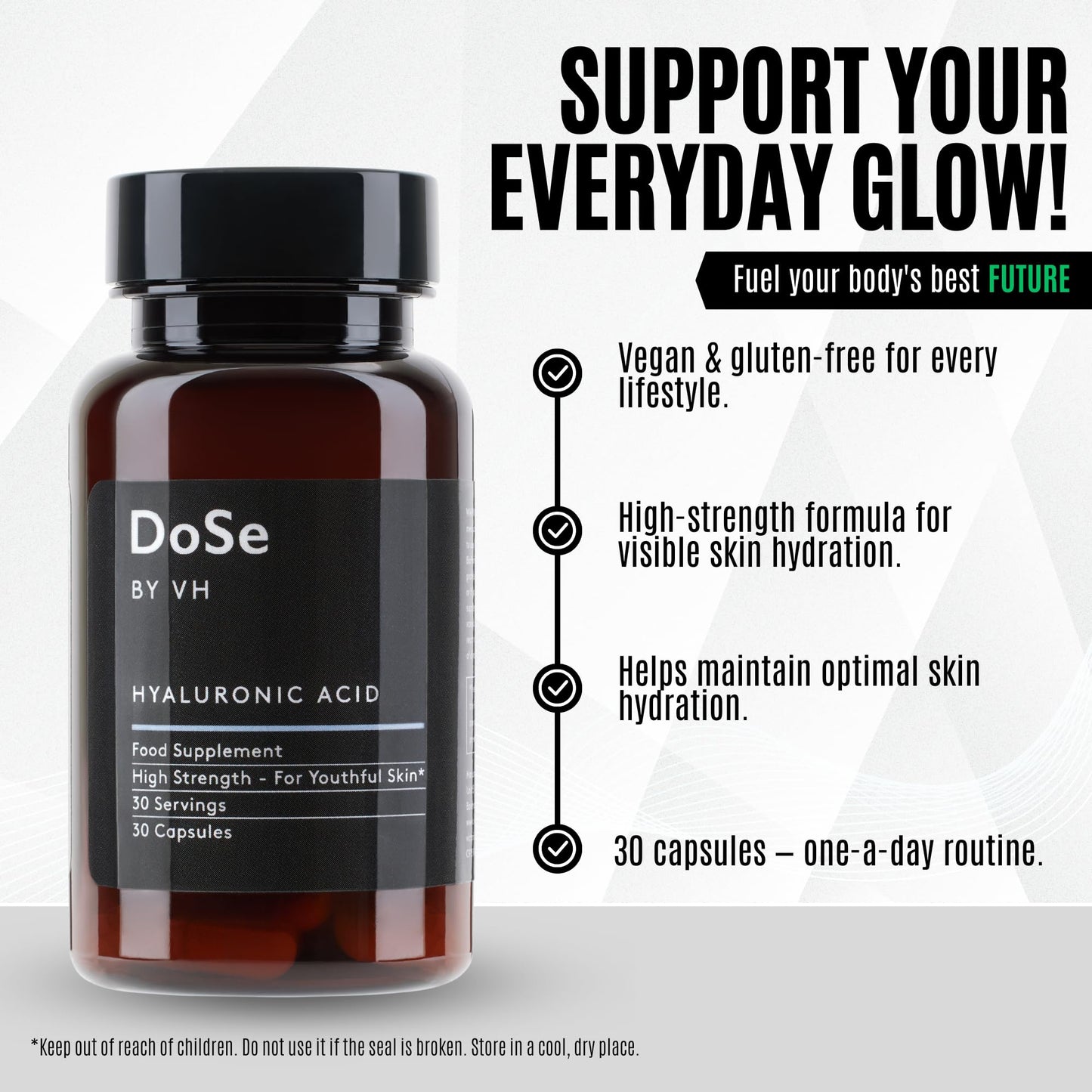 DoSe by VH Hyaluronic Acid Capsules 300mg with Vitamin C, Vegan, 30 Capsules