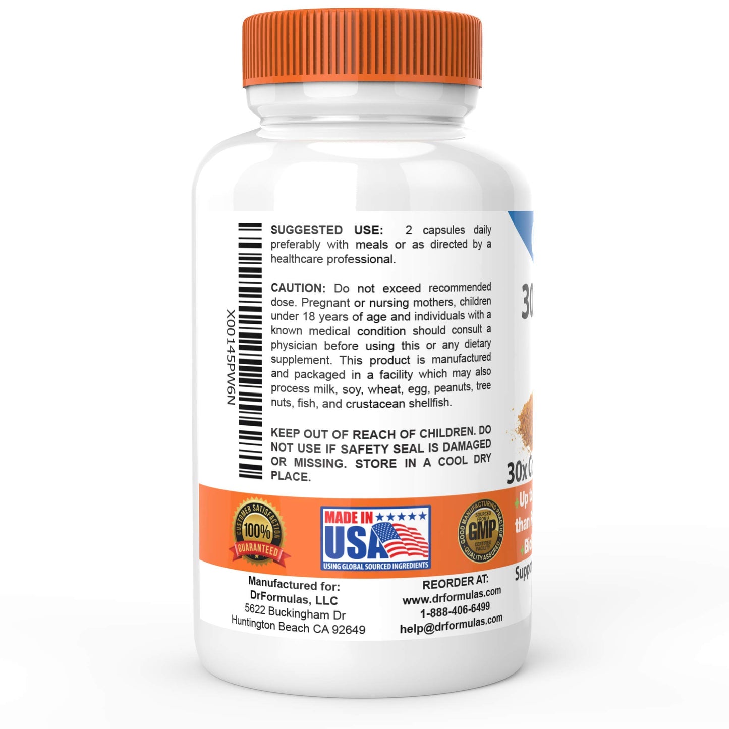 DrFormulas Turmeric Curcumin Extract 1500mg with Black Pepper Capsules, 60 Count