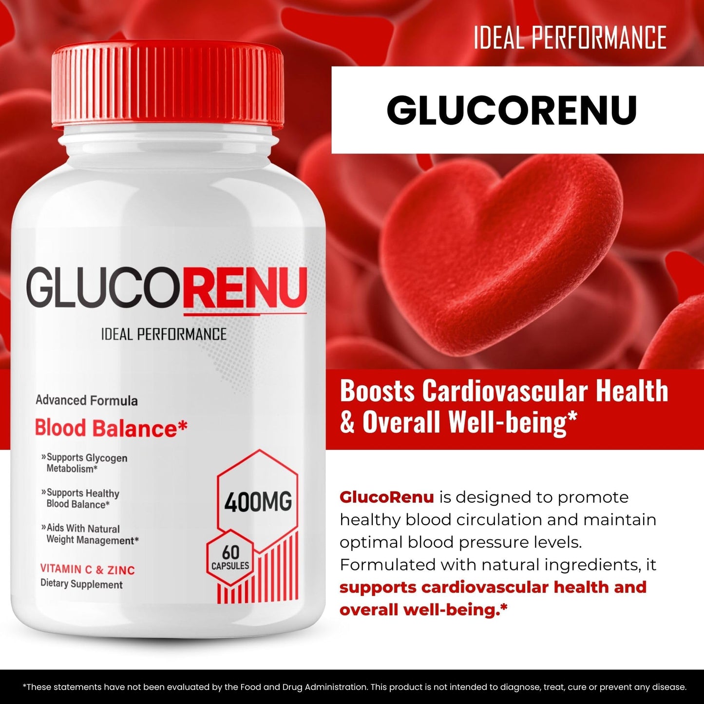 IDEAL PERFORMANCE GlucoRenu Glyco Support Capsules 180 Capsules