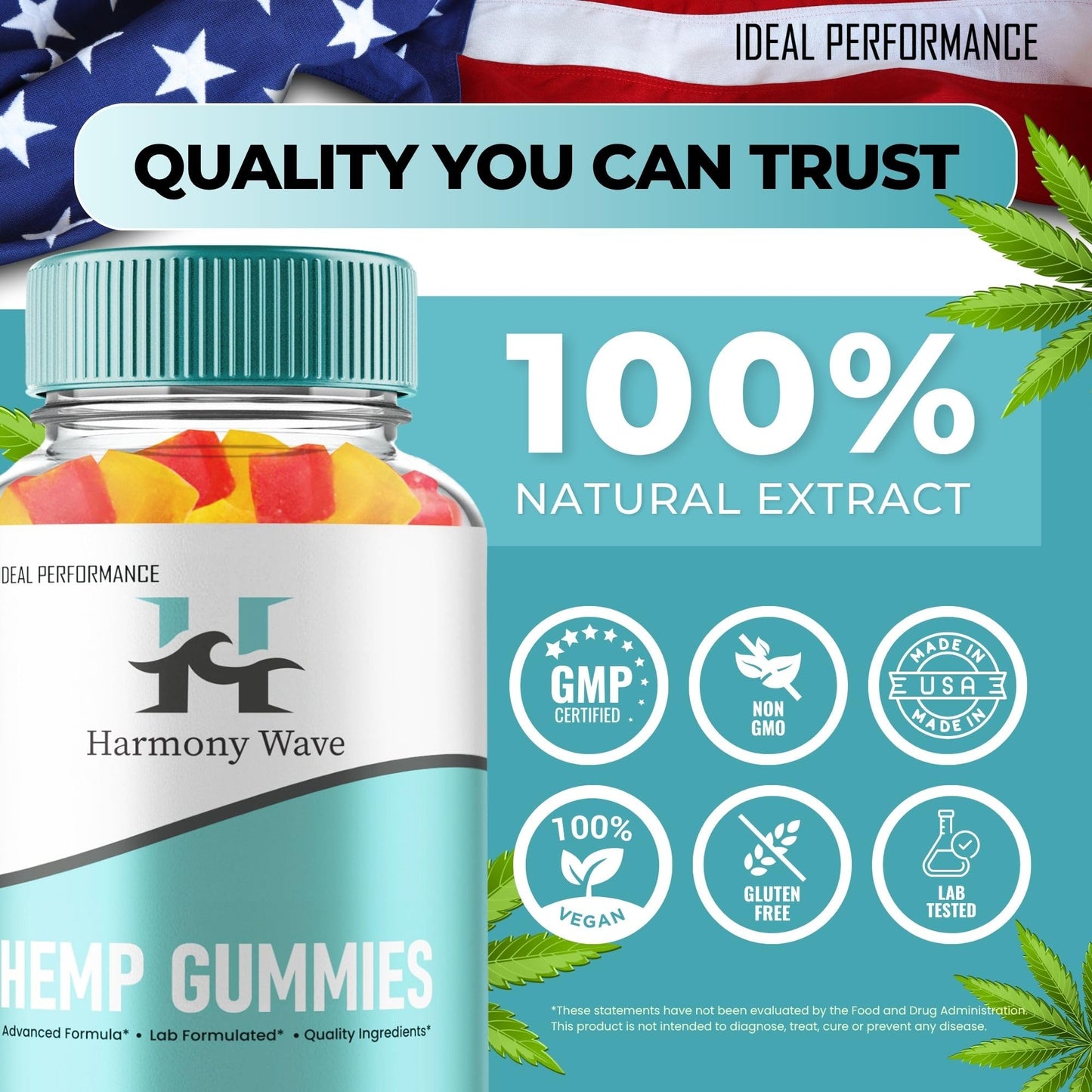 IDEAL PERFORMANCE Harmony Wave Hemp Gummies, 60 Count