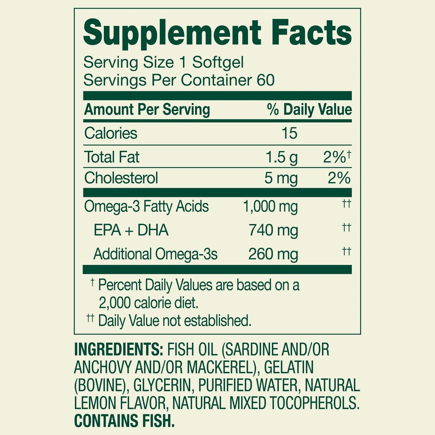 SUREFECT Proactive Support Omega-3 Fish Oil Dietary Supplement 1000 mg Softgel, 60 Count