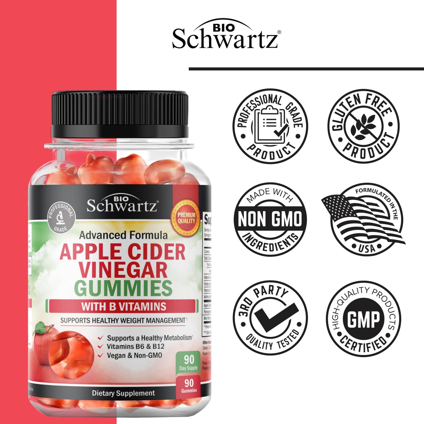 BioSchwartz Apple Cider Vinegar Gummies 90 Count
