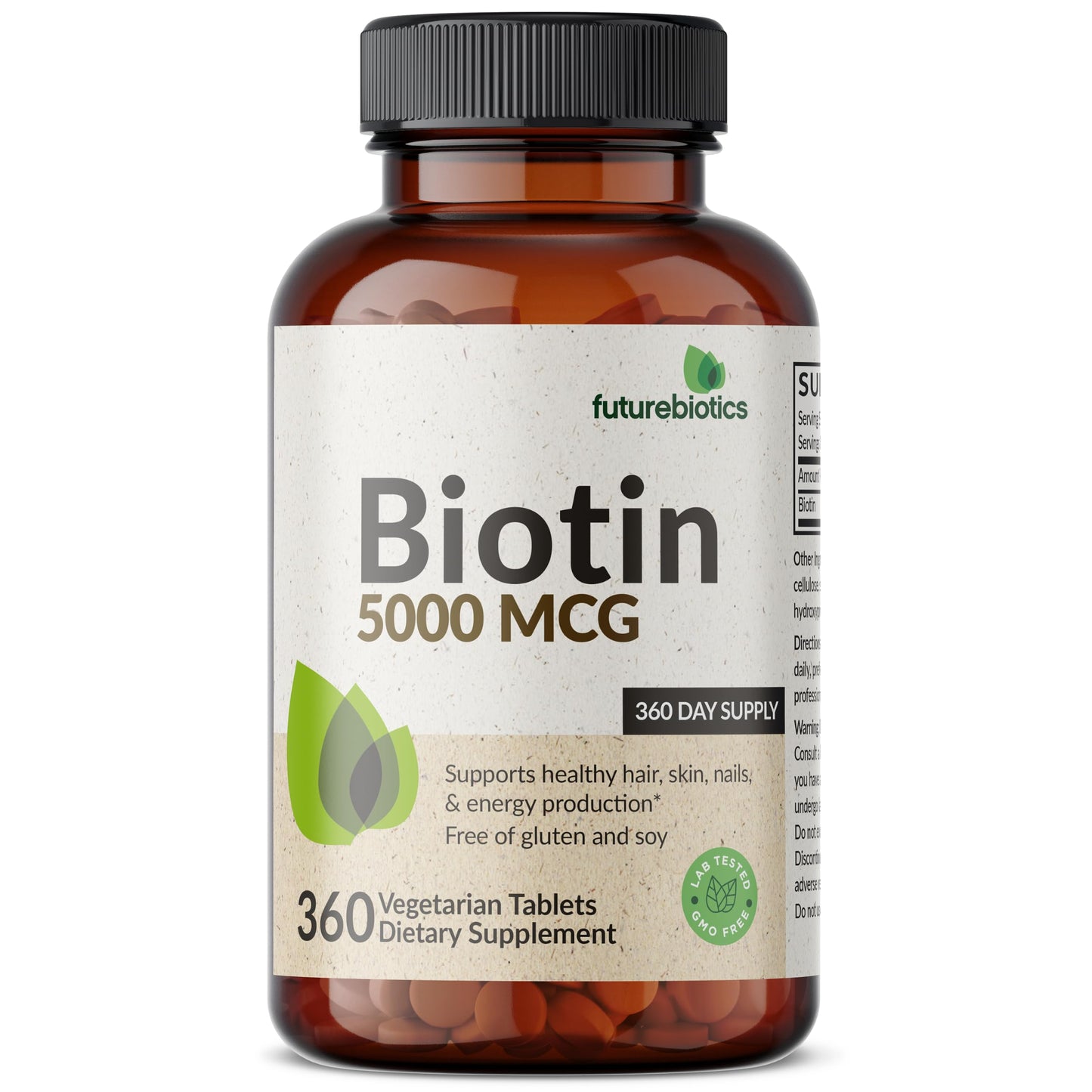 Futurebiotics Biotin 5000 MCG Supports Healthy Hair, Skin, Nails & Energy Production Non-GMO, 360 Tablets